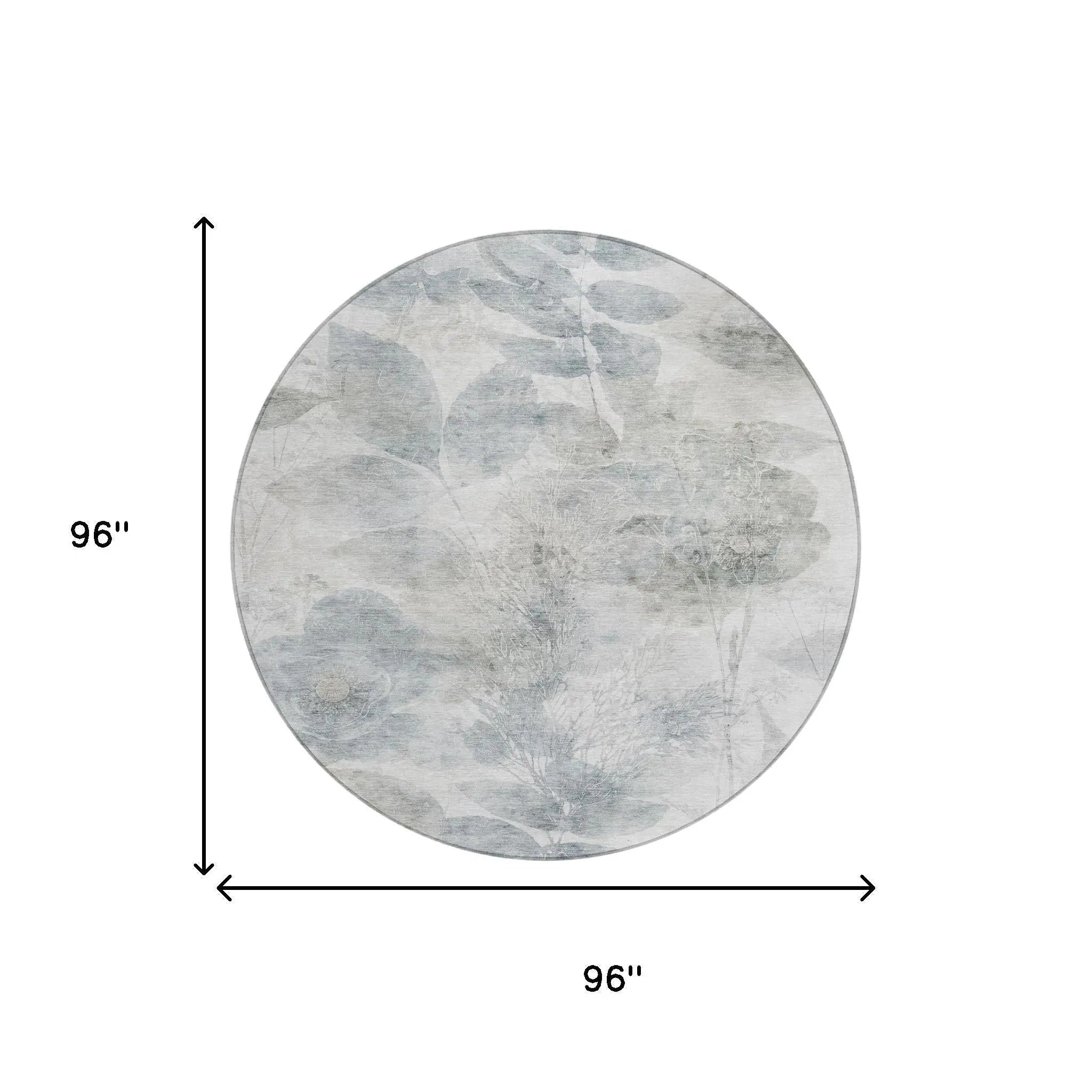 8' Taupe And Brown Round Floral Washable Indoor Outdoor Area Rug Homeroots Outdoor
