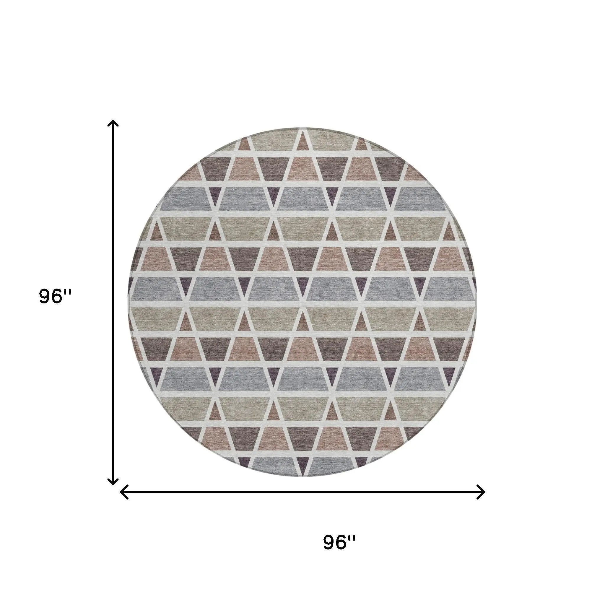 8' Taupe And Brown Round Geometric Washable Indoor Outdoor Area Rug Homeroots Outdoor