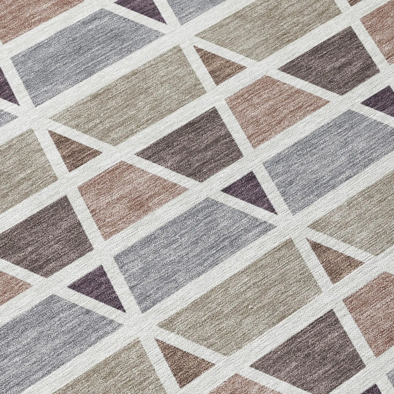 8' Taupe And Brown Round Geometric Washable Indoor Outdoor Area Rug Homeroots Outdoor