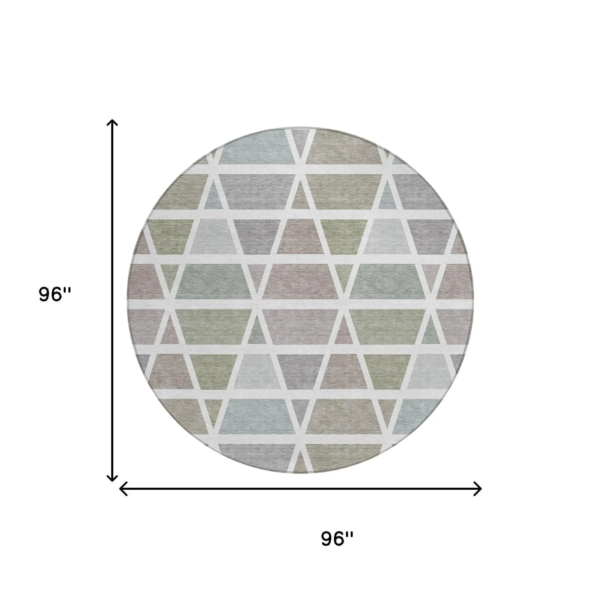 8' Taupe And Brown Round Geometric Washable Indoor Outdoor Area Rug Homeroots Outdoor