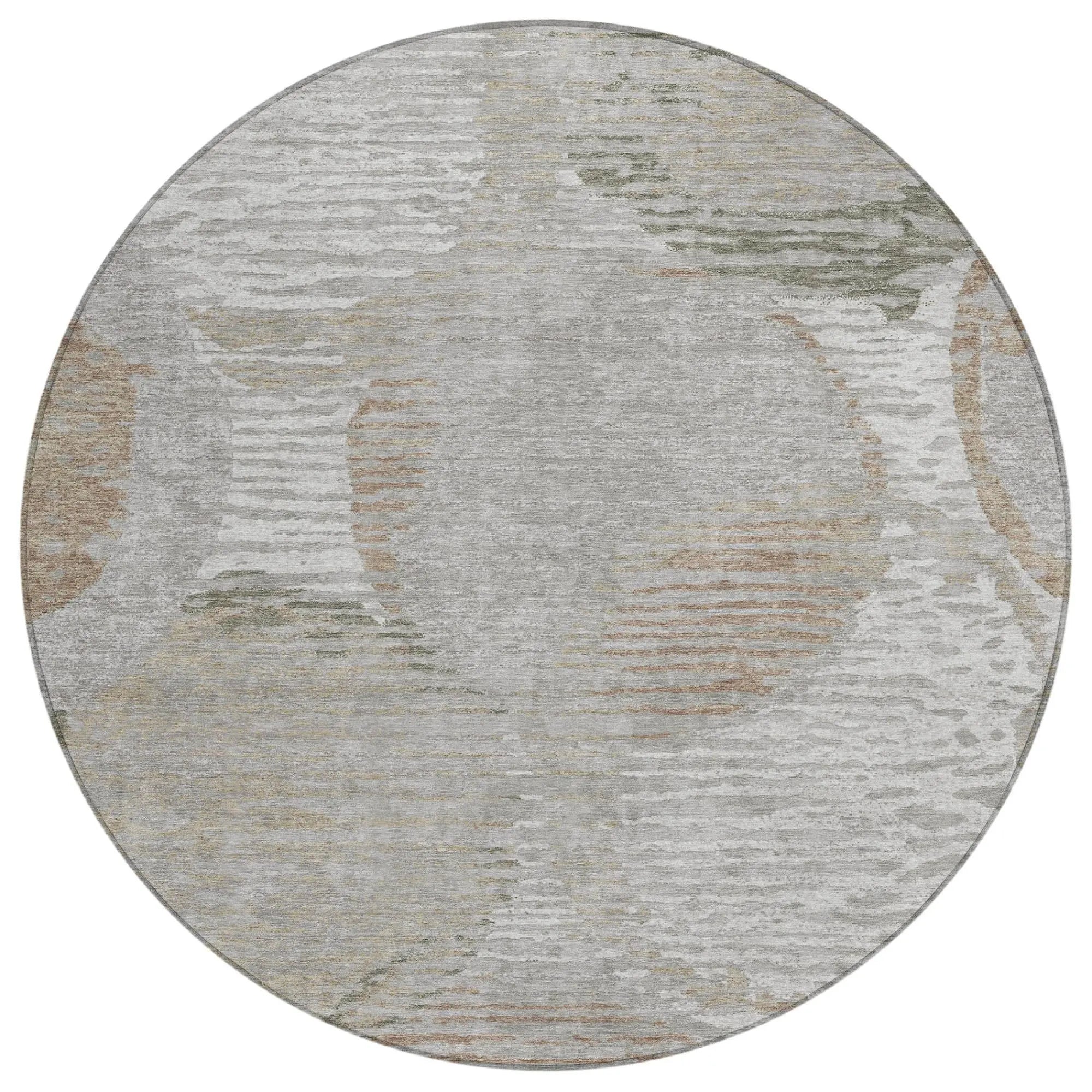 8' Taupe And Brown Round Geometric Washable Indoor Outdoor Area Rug Homeroots Outdoor