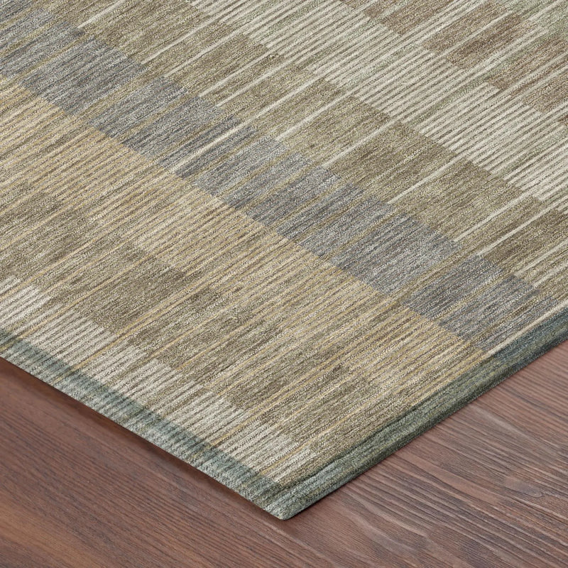 8' Taupe And Brown Round Striped Washable Indoor Outdoor Area Rug Homeroots Outdoor