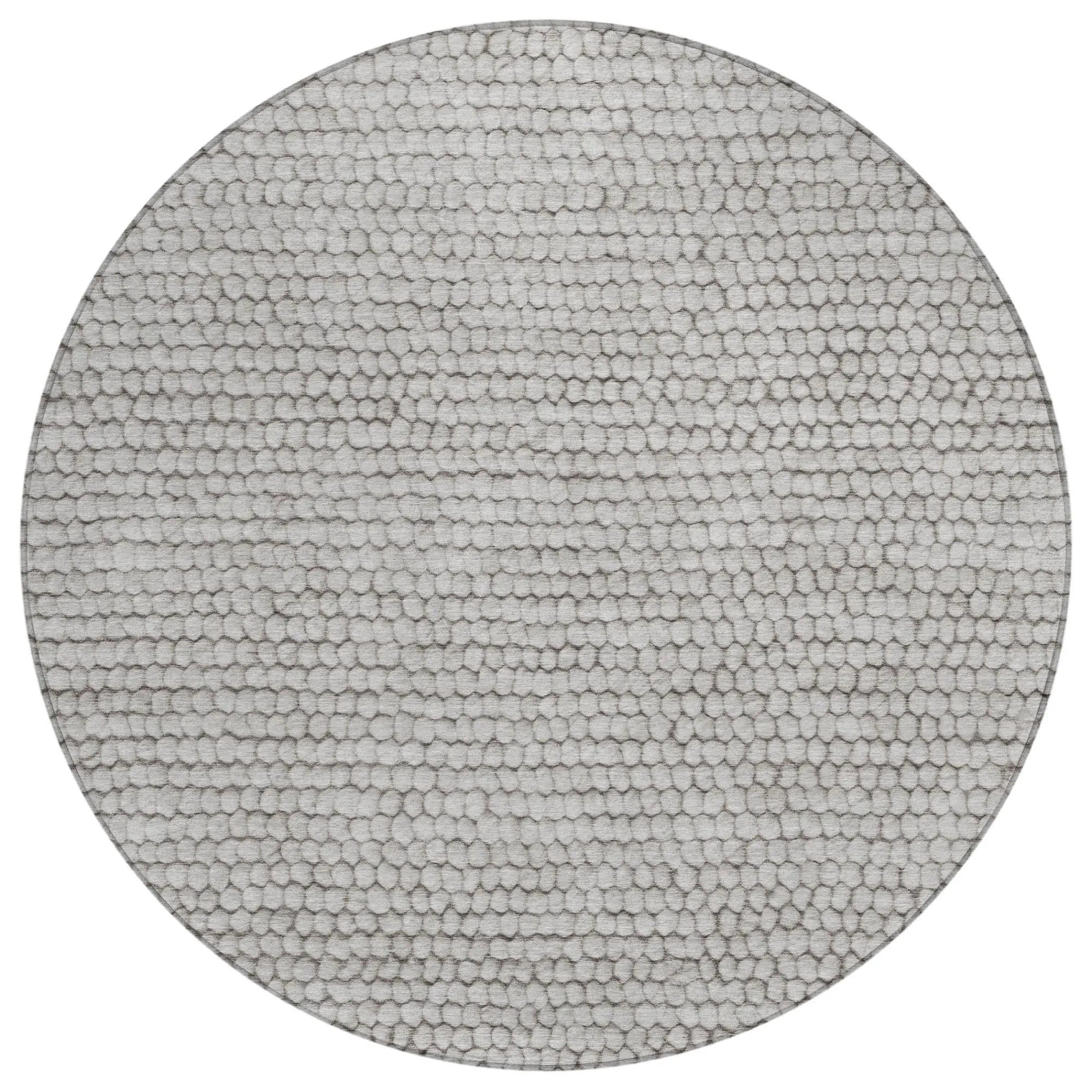 8' Taupe And Brown Round Striped Washable Indoor Outdoor Area Rug Homeroots Outdoor