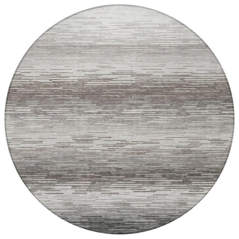 8' Taupe And Brown Round Striped Washable Indoor Outdoor Area Rug Homeroots Outdoor