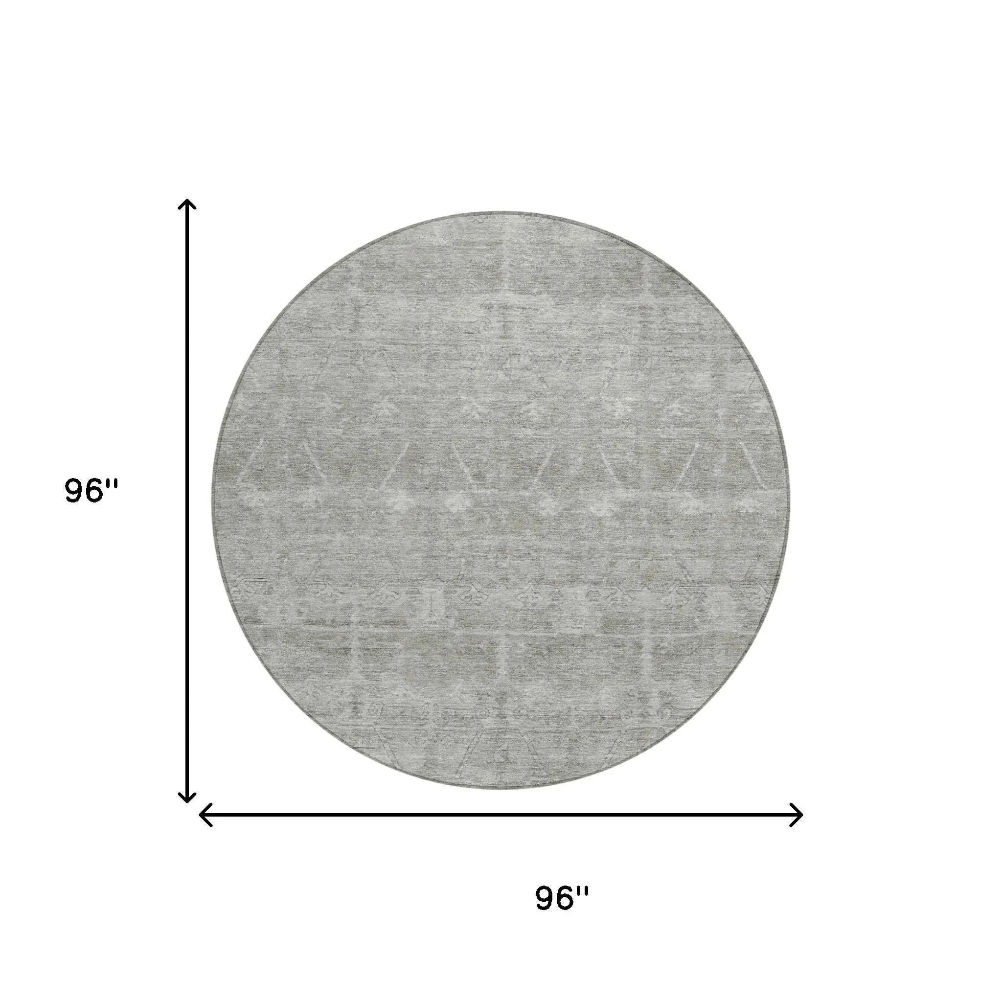 8' Taupe And Brown Round Tribal Washable Indoor Outdoor Area Rug Homeroots Outdoor