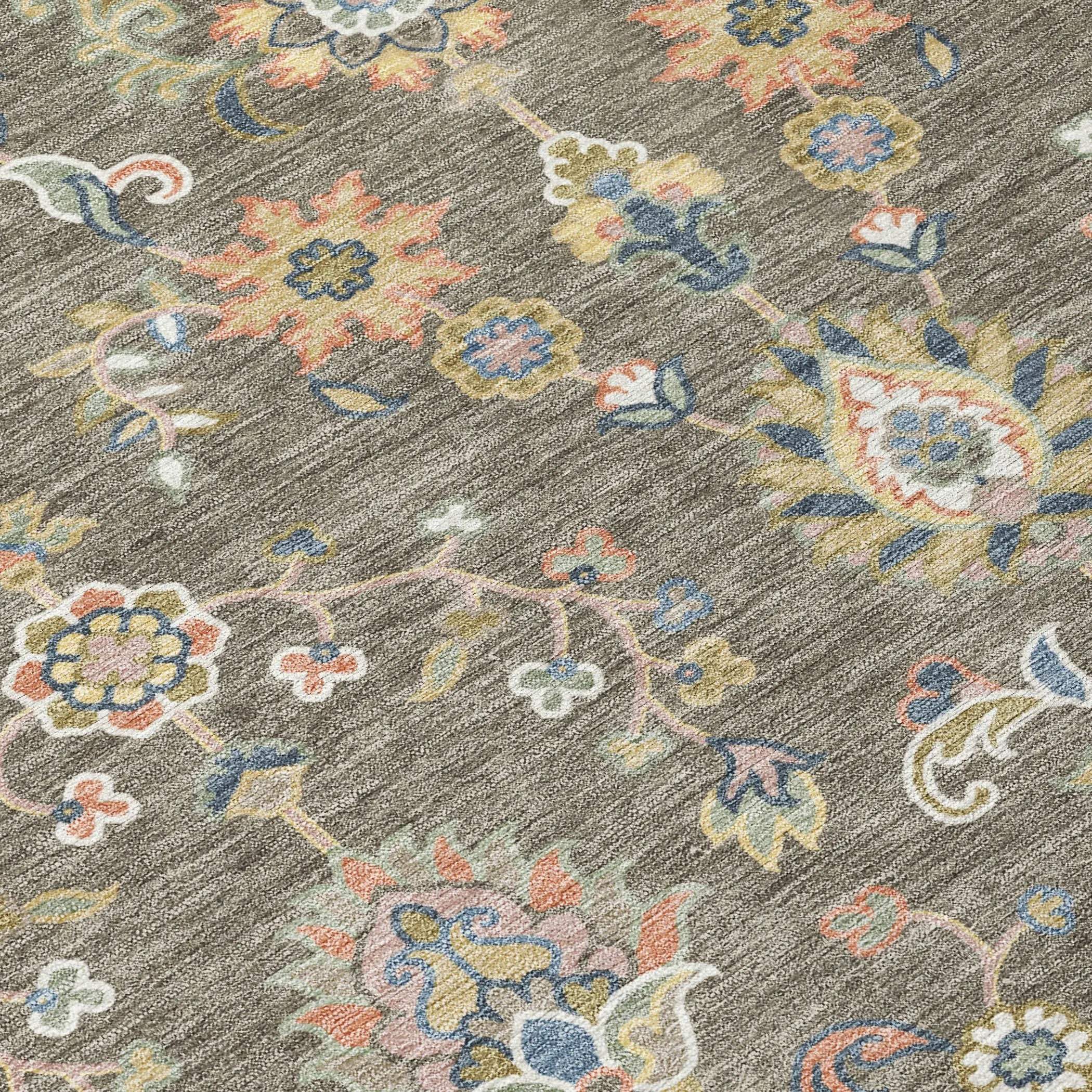 8' Taupe And Denim Blue Round Abstract Washable Indoor Outdoor Area Rug Homeroots Outdoor