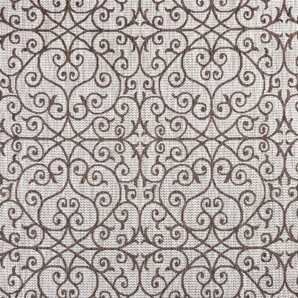 8' Taupe And Espresso Square Geometric Indoor Outdoor Area Rug Homeroots Outdoor