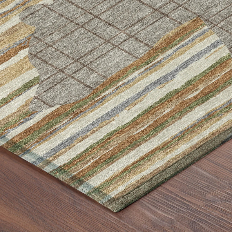 8' Taupe And Ivory Round Abstract Washable Indoor Outdoor Area Rug Homeroots Outdoor