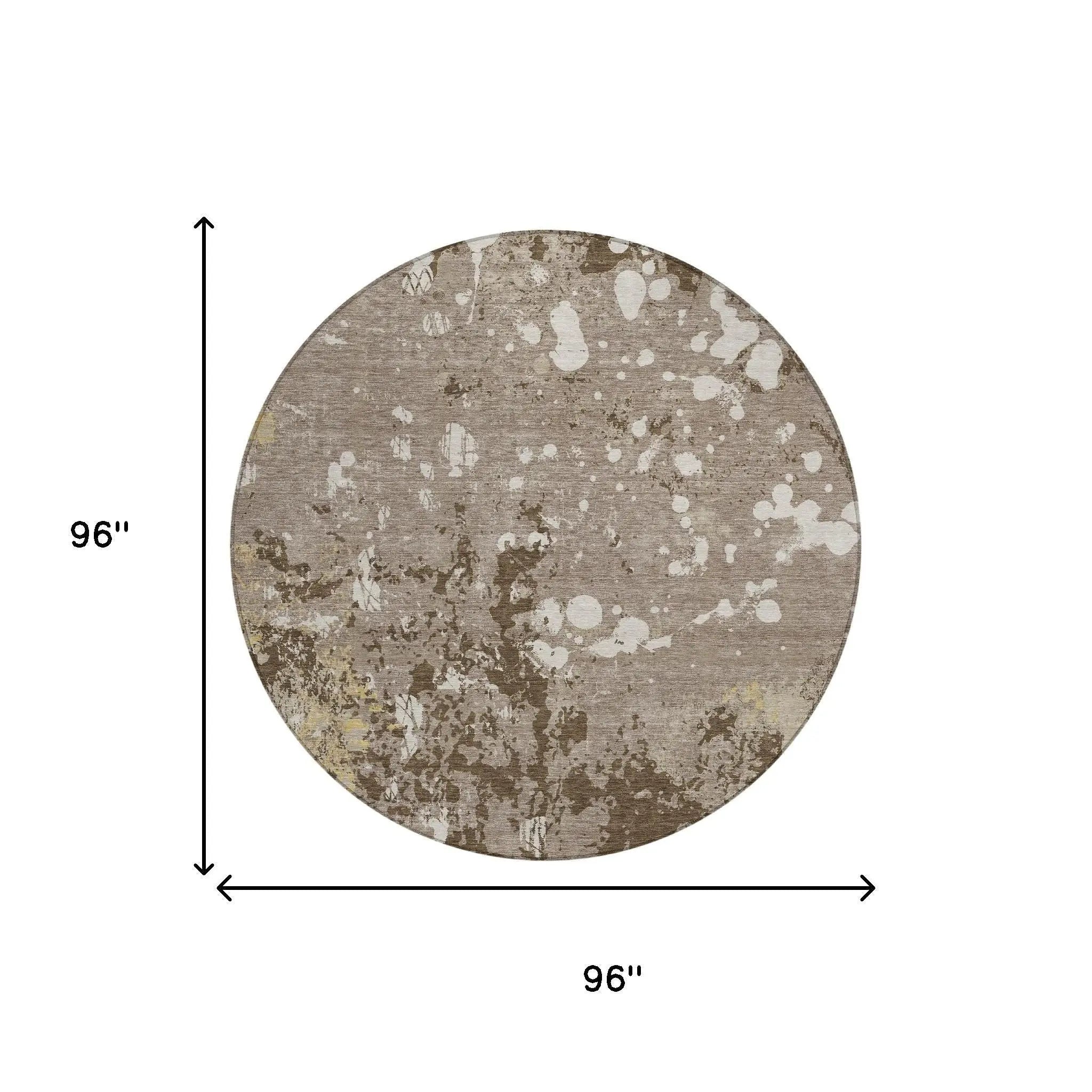 8' Taupe And Ivory Round Abstract Washable Indoor Outdoor Area Rug Homeroots Outdoor