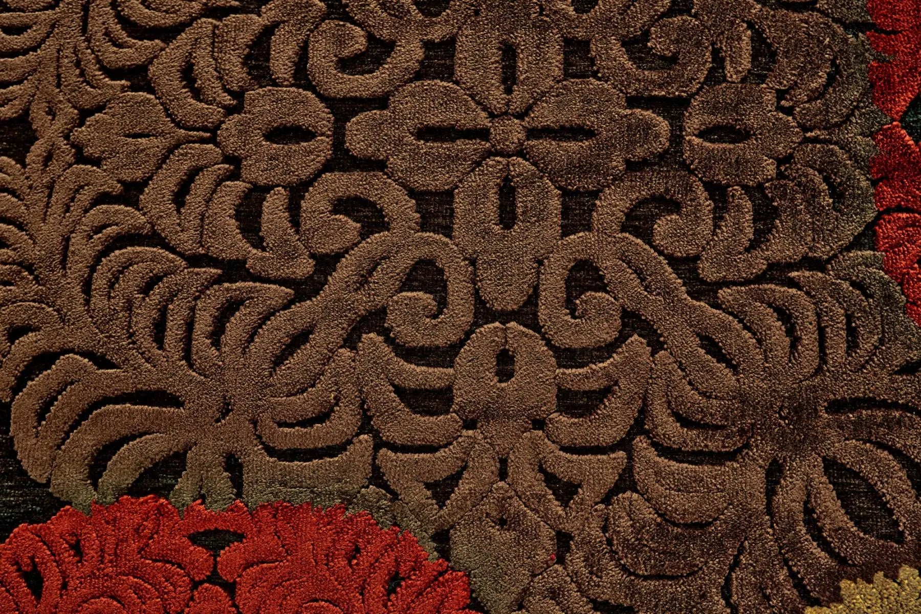 8' Taupe Red And Tan Polka Dot Round Rug Homeroots Home Decor