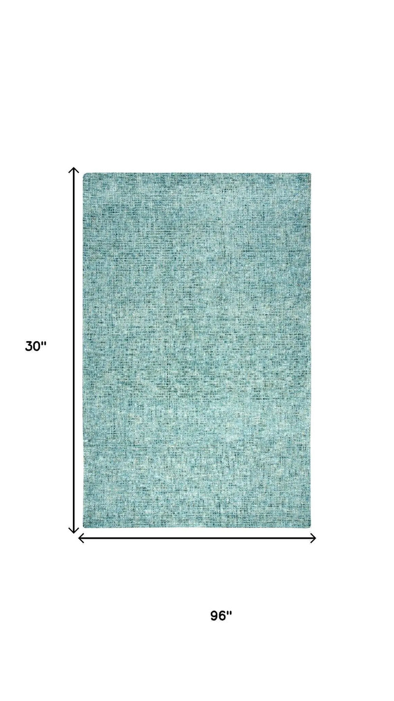8' Teal And Ivory Wool Hand Tufted Area Rug Homeroots Home Decor