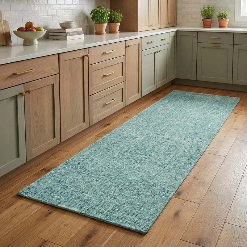8' Teal And Ivory Wool Hand Tufted Area Rug Homeroots Home Decor