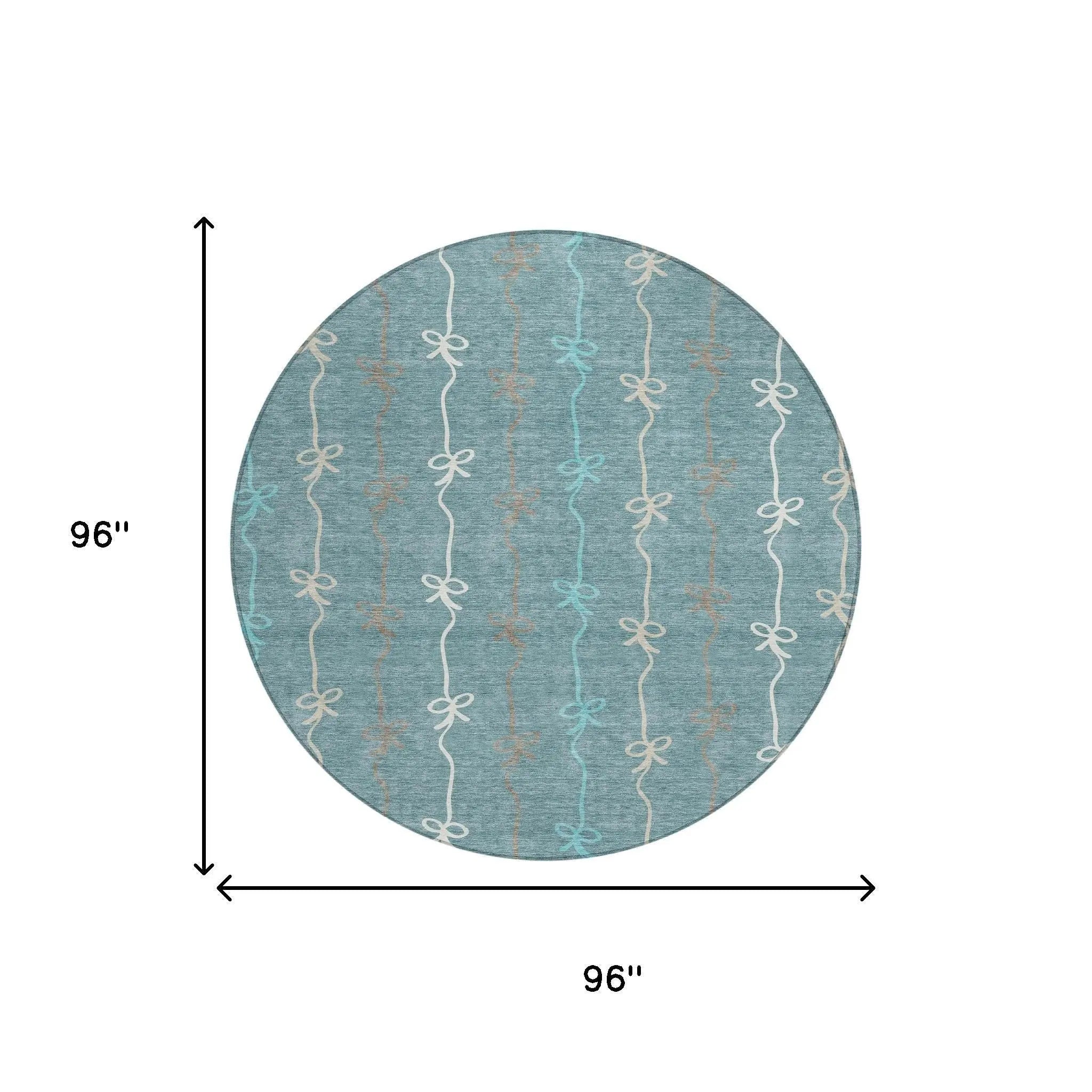 8' Teal Blue And Aqua Round Southwestern Washable Indoor Outdoor Area Rug Homeroots Outdoor