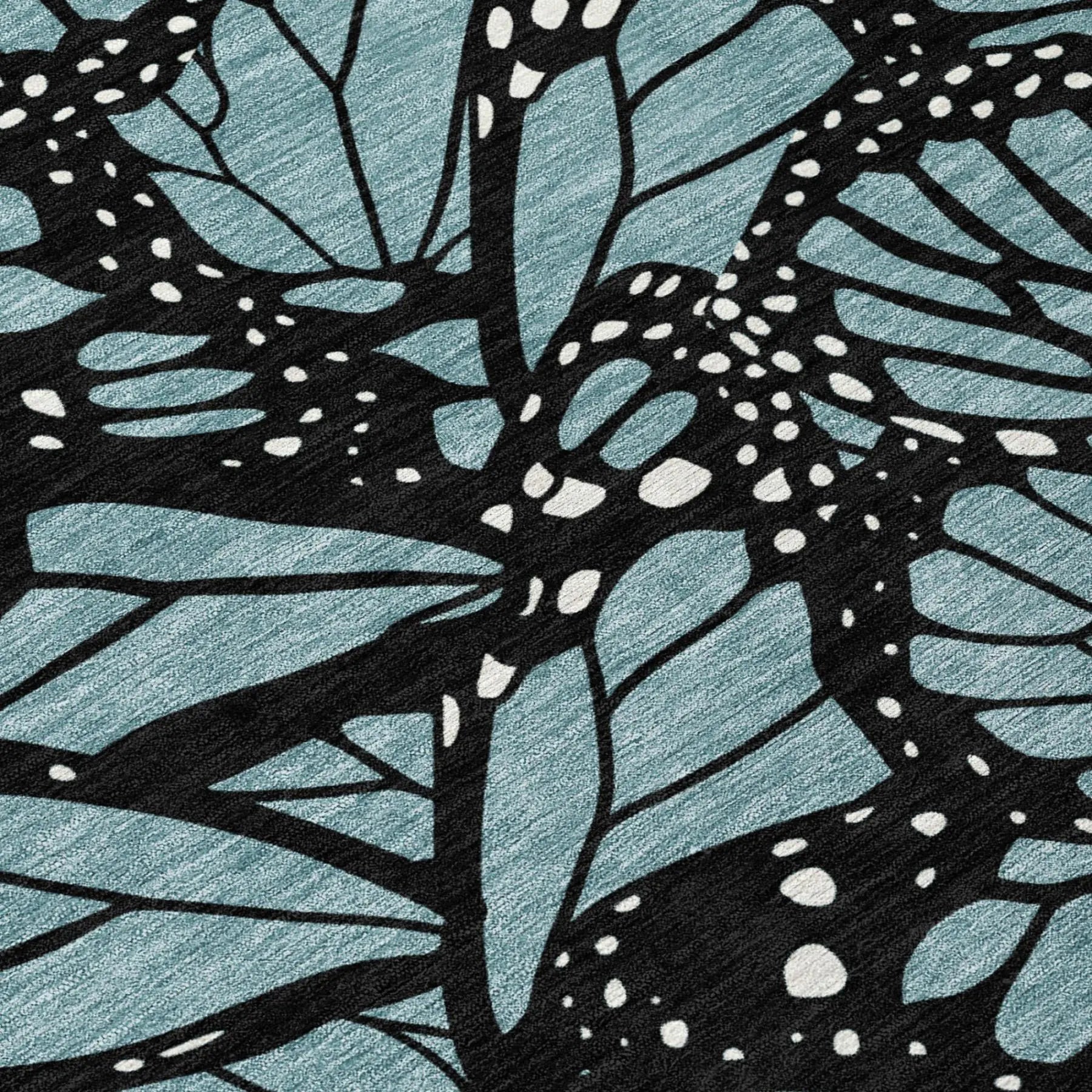 8' Teal Blue And Black Round Animal Print Washable Indoor Outdoor Area Rug Homeroots Outdoor