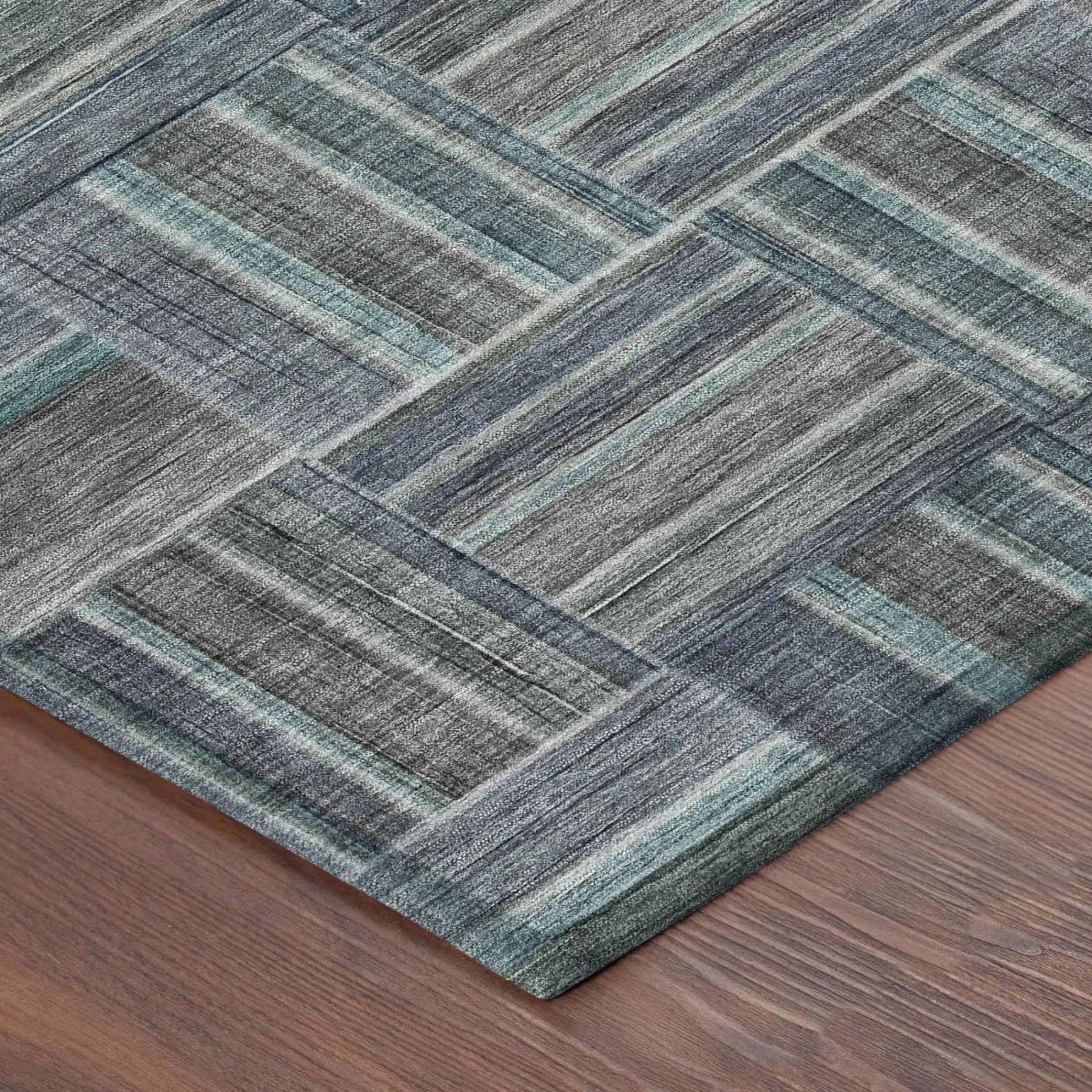 8' Teal Blue And Graphite Round Geometric Washable Indoor Outdoor Area Rug Homeroots Outdoor
