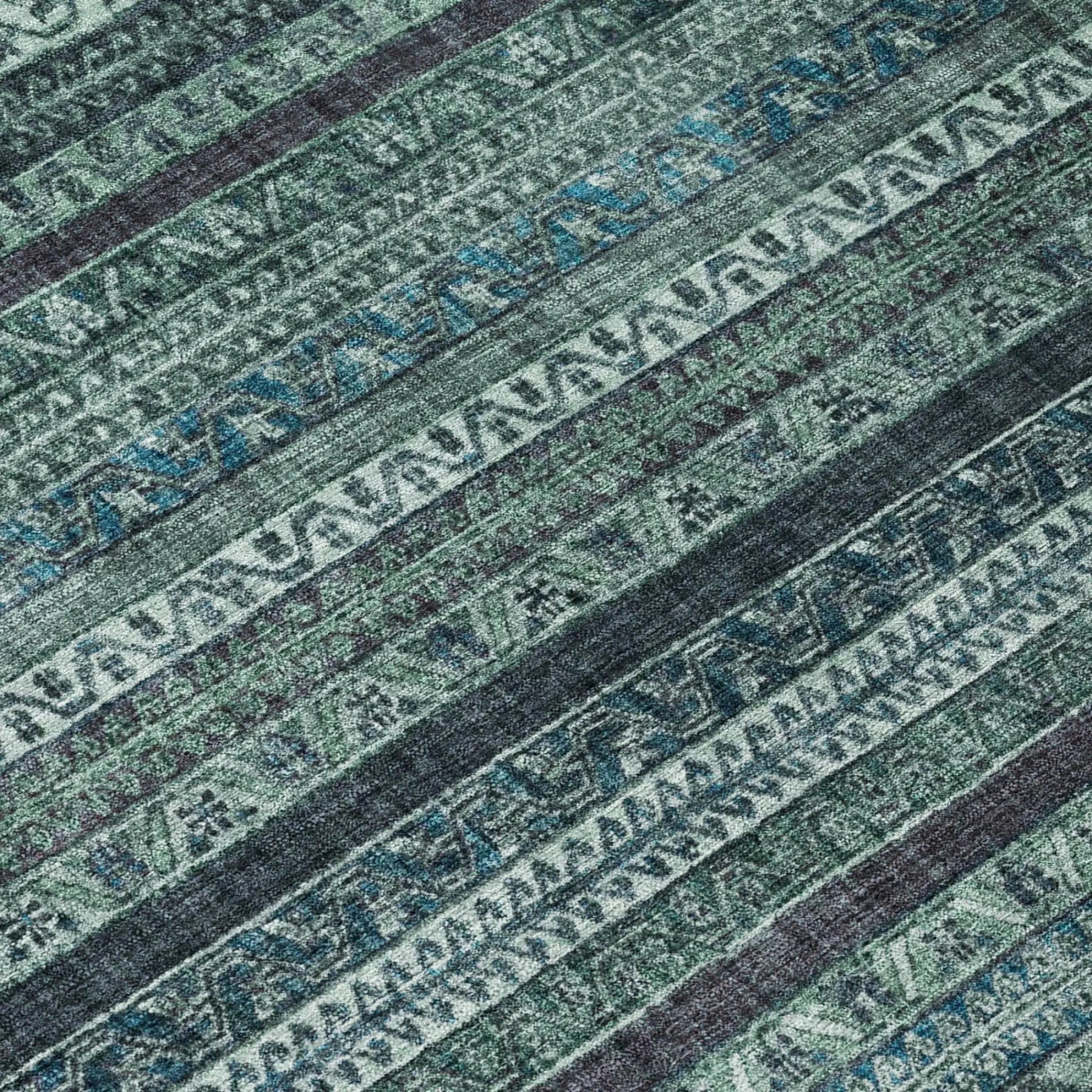8' Teal Blue And Graphite Round Striped Washable Indoor Outdoor Area Rug Homeroots Outdoor