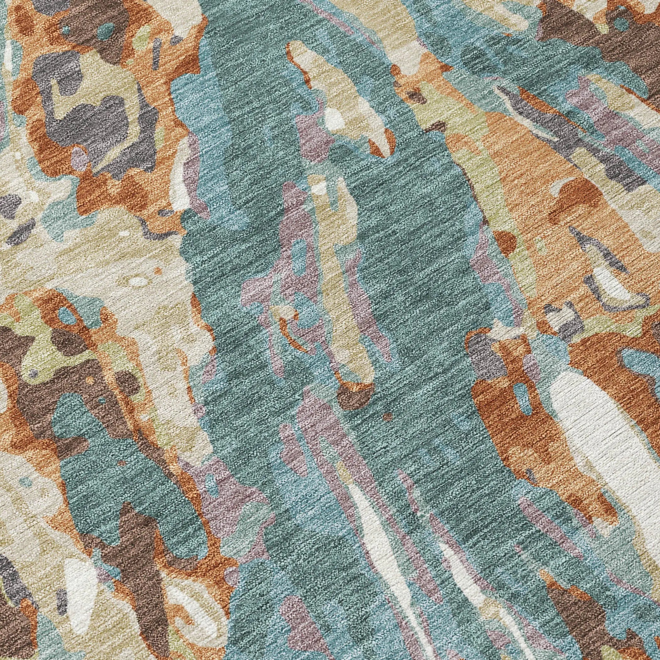 8' Teal Blue And Gray Round Abstract Washable Indoor Outdoor Area Rug Homeroots Outdoor