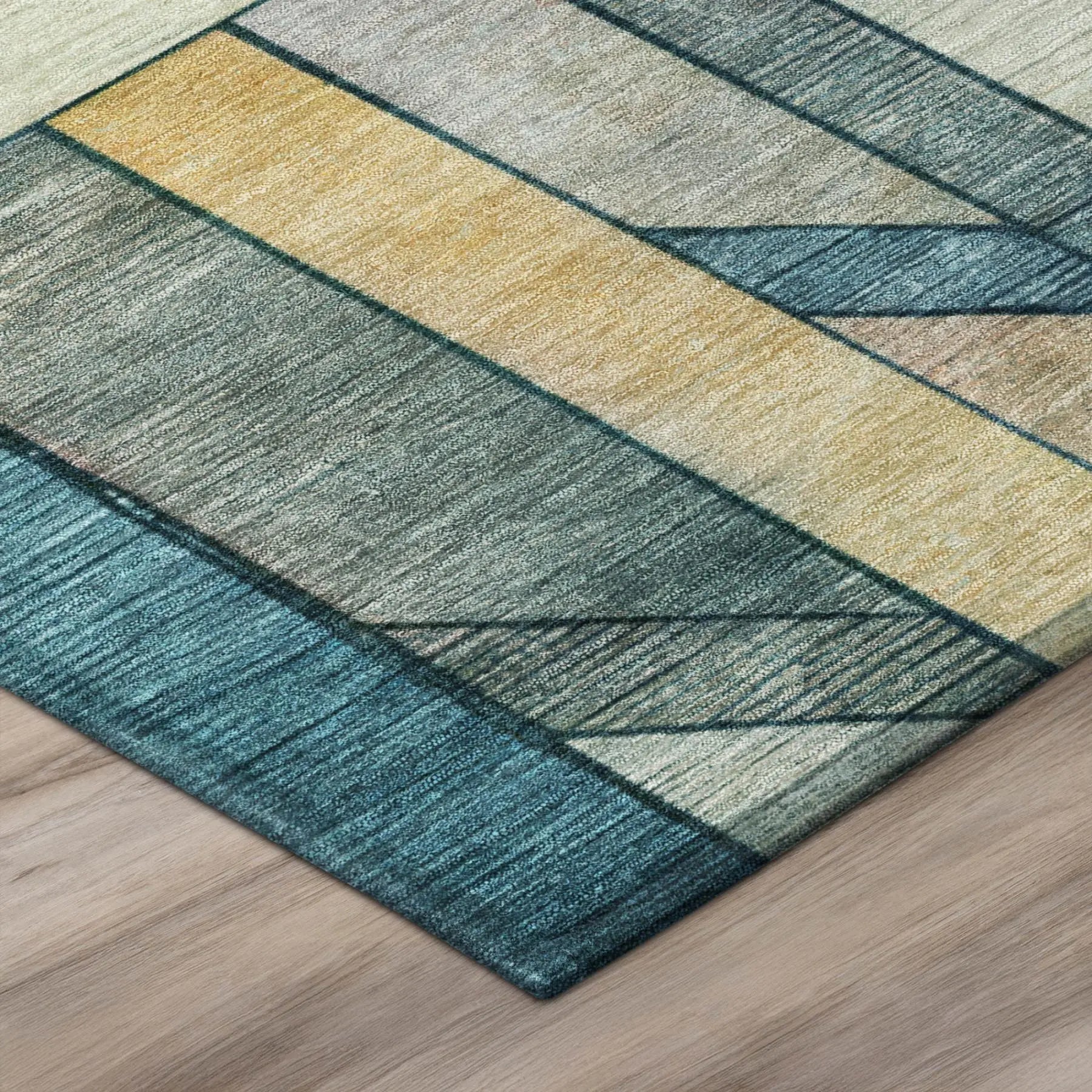 8' Teal Blue And Gray Round Geometric Washable Indoor Outdoor Area Rug Homeroots Outdoor
