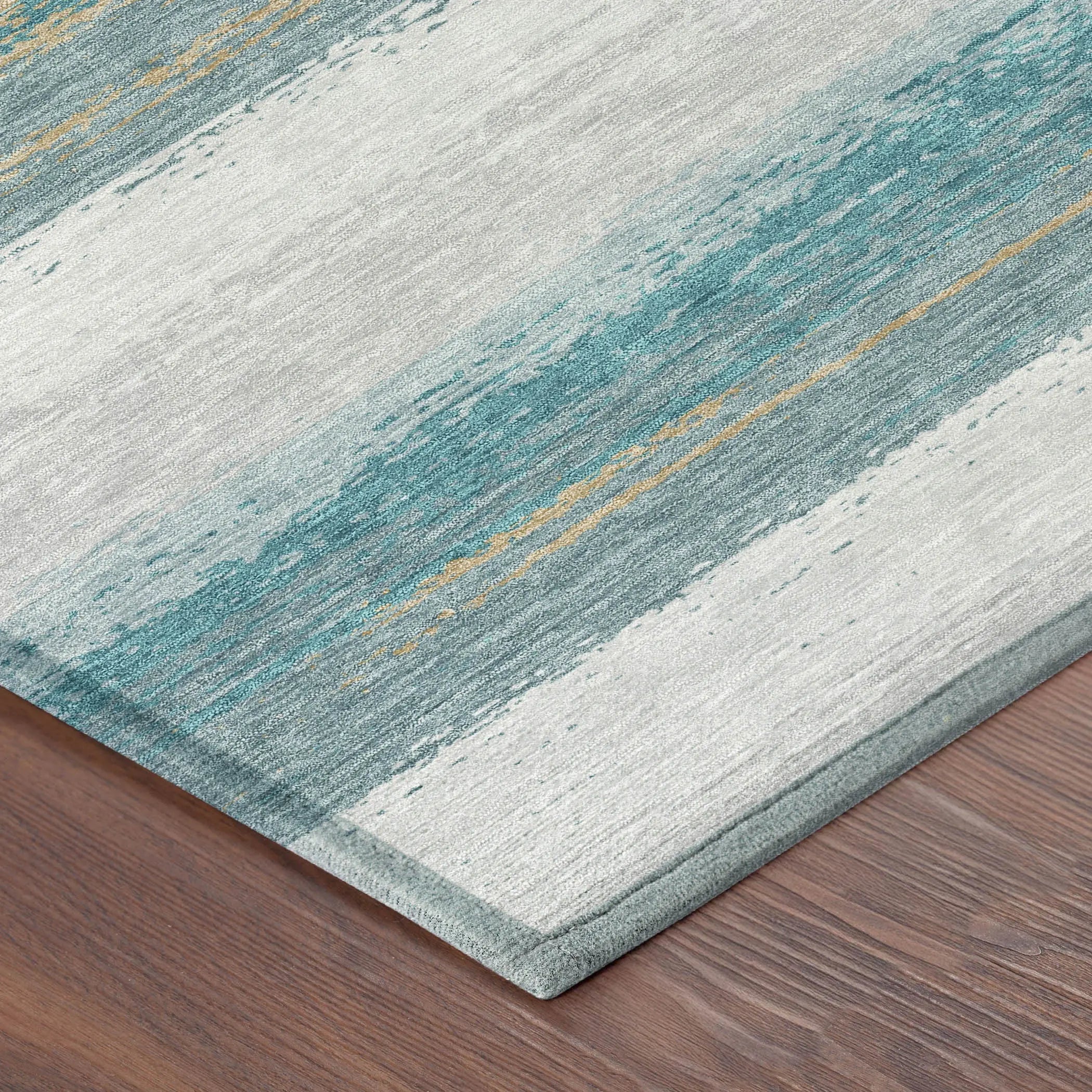 8' Teal Blue And Gray Round Striped Washable Indoor Outdoor Area Rug Homeroots Outdoor