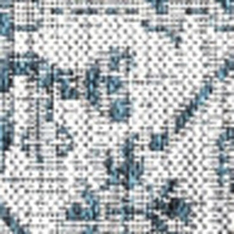 8' Teal Blue And Gray Square Medallion Indoor Outdoor Area Rug Homeroots Outdoor