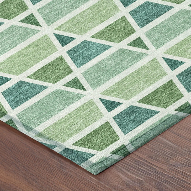 8' Teal Blue And Green Round Geometric Washable Indoor Outdoor Area Rug Homeroots Outdoor