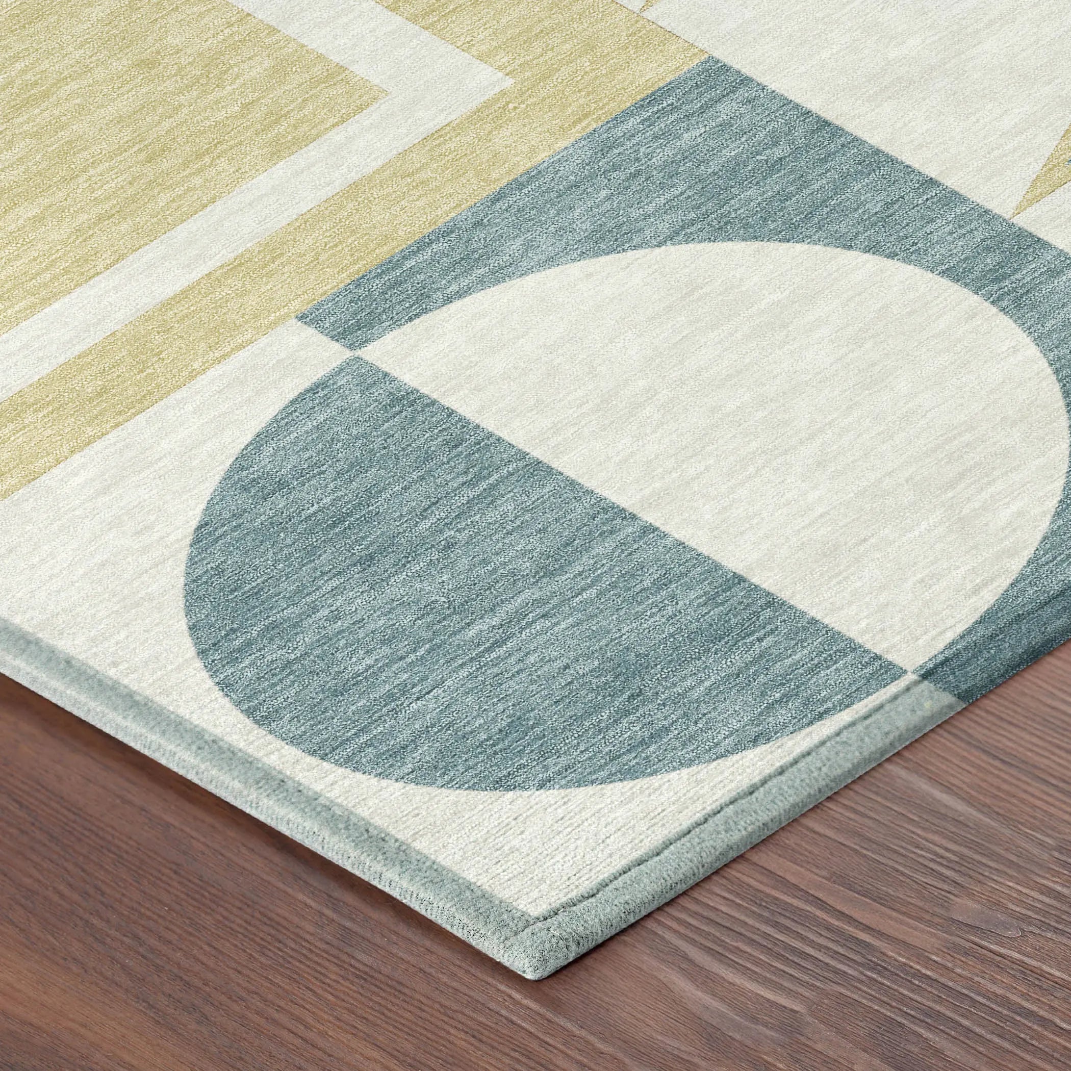 8' Teal Blue And Ivory Round Geometric Washable Indoor Outdoor Area Rug Homeroots Outdoor