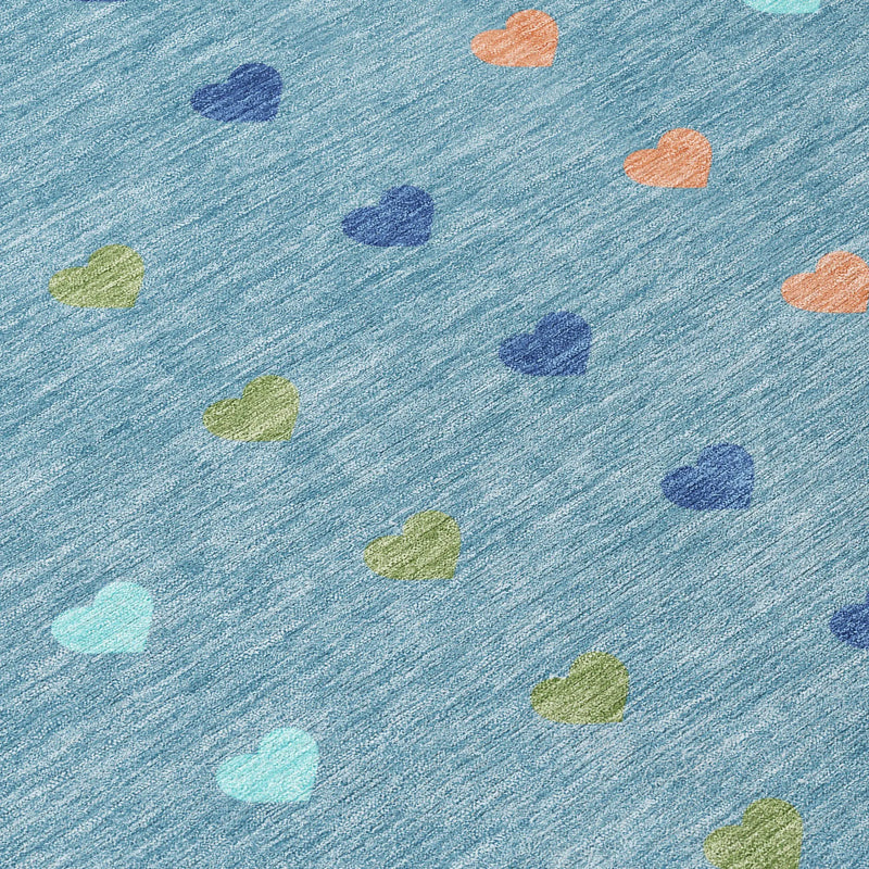 8' Teal Blue And Peach Round Geometric Washable Indoor Outdoor Area Rug Homeroots Outdoor