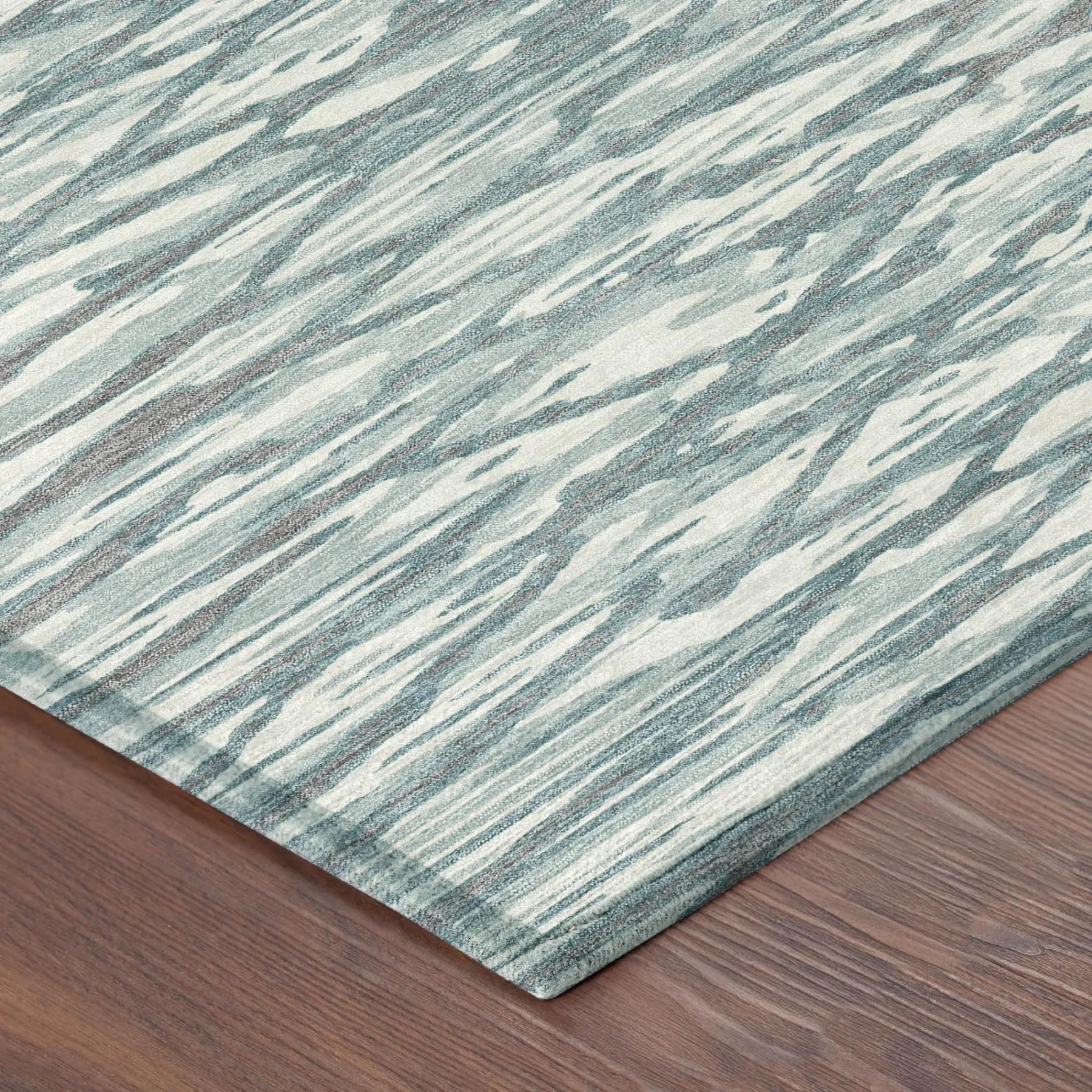8' Teal Blue And Pewter Round Abstract Washable Indoor Outdoor Area Rug Homeroots Outdoor