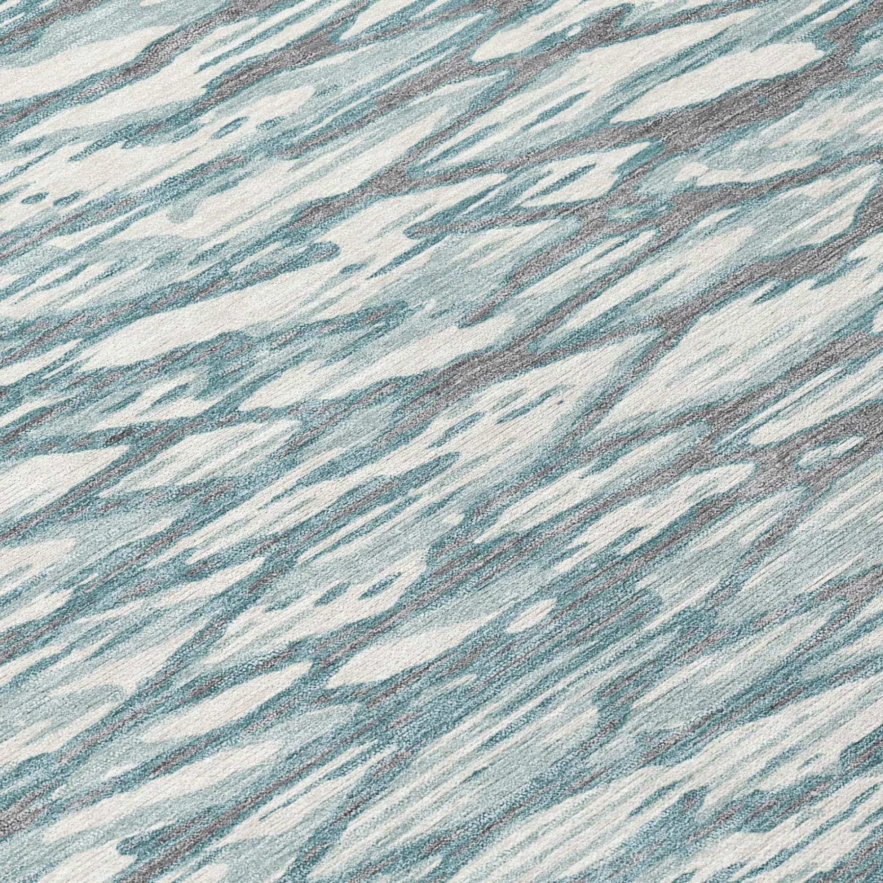 8' Teal Blue And Pewter Round Abstract Washable Indoor Outdoor Area Rug Homeroots Outdoor