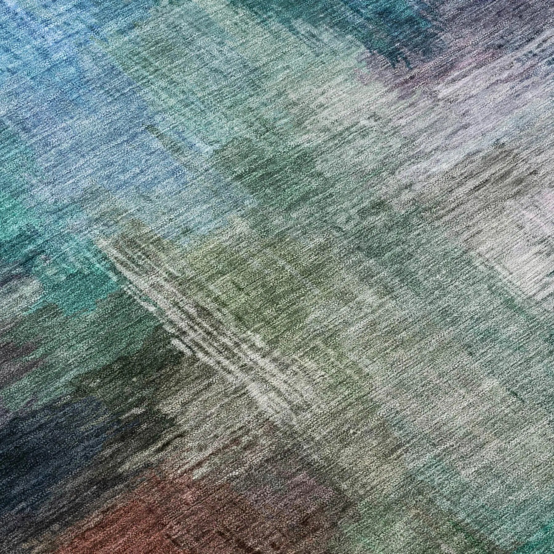 8' Teal Blue And Pewter Round Abstract Washable Indoor Outdoor Area Rug Homeroots Outdoor