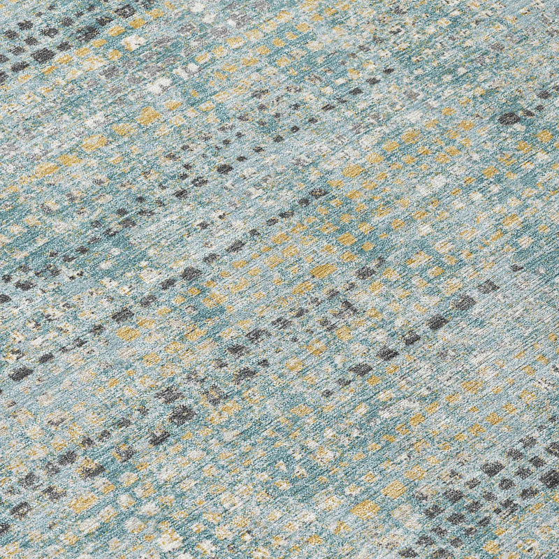 8' Teal Blue And Pewter Round Abstract Washable Indoor Outdoor Area Rug Homeroots Outdoor