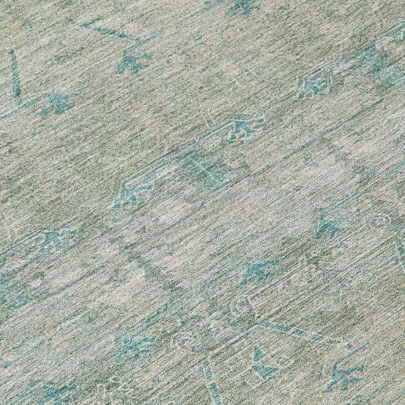 8' Teal Blue And Pewter Round Tribal Washable Indoor Outdoor Area Rug Homeroots Outdoor