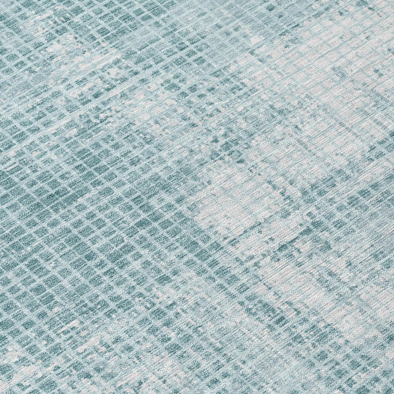8' Teal Blue And Silver Round Abstract Washable Indoor Outdoor Area Rug Homeroots Outdoor