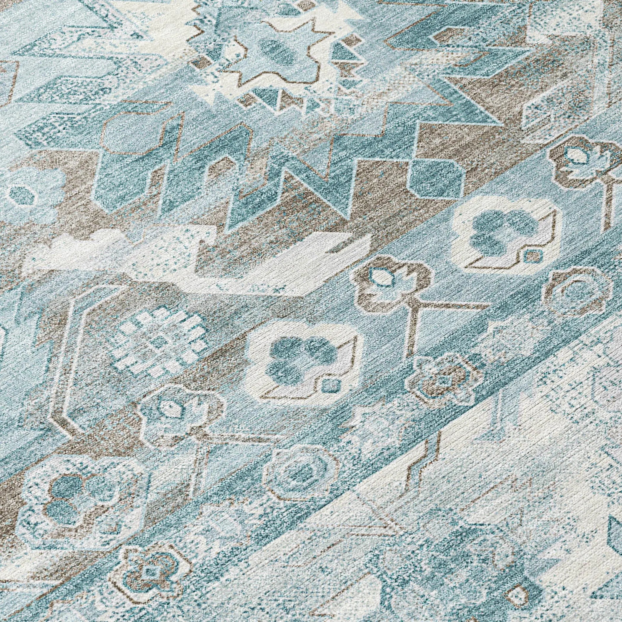 8' Teal Blue And Silver Round Cactus Washable Indoor Outdoor Area Rug Homeroots Outdoor