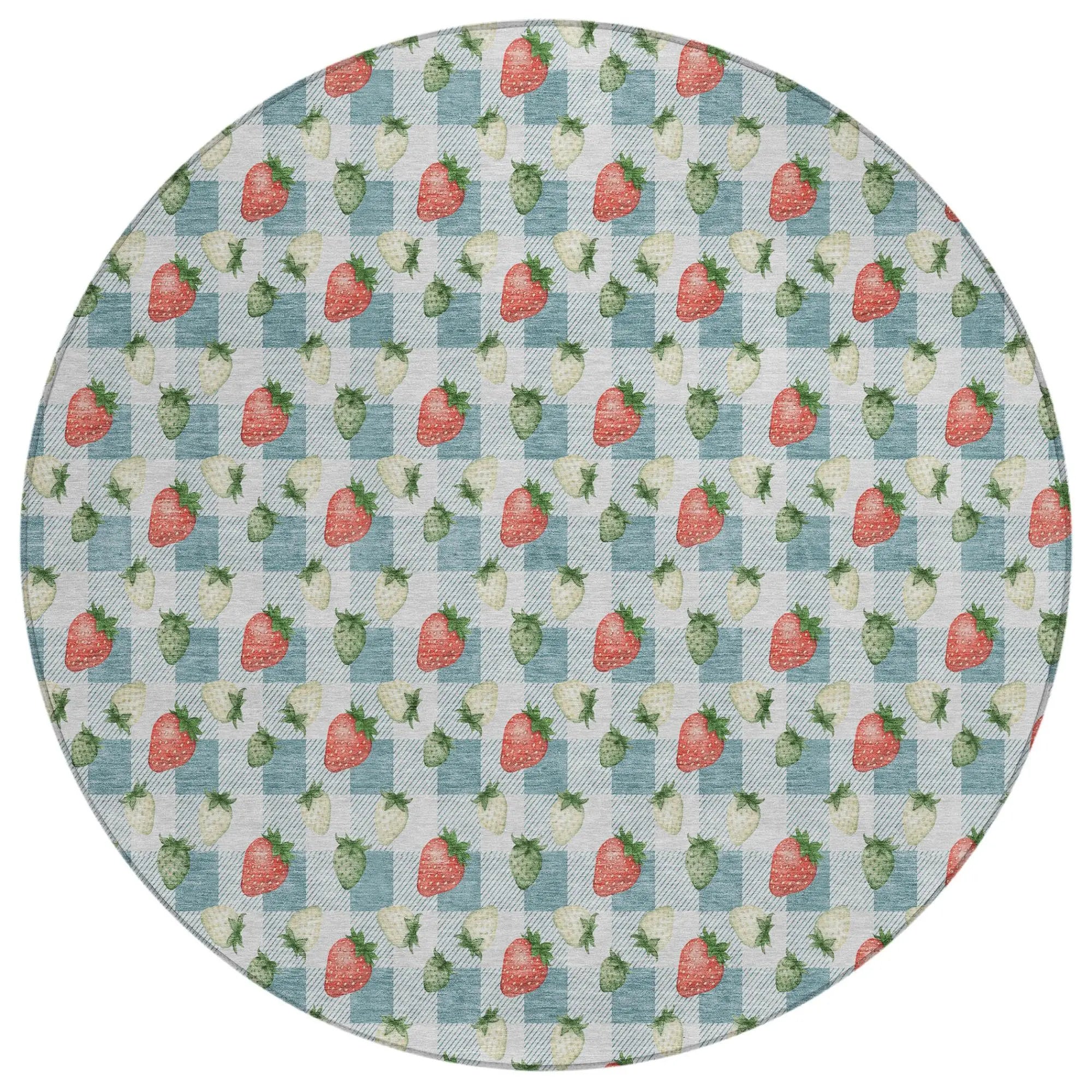 8' Teal Blue And Silver Round Floral Washable Indoor Outdoor Area Rug Homeroots Outdoor