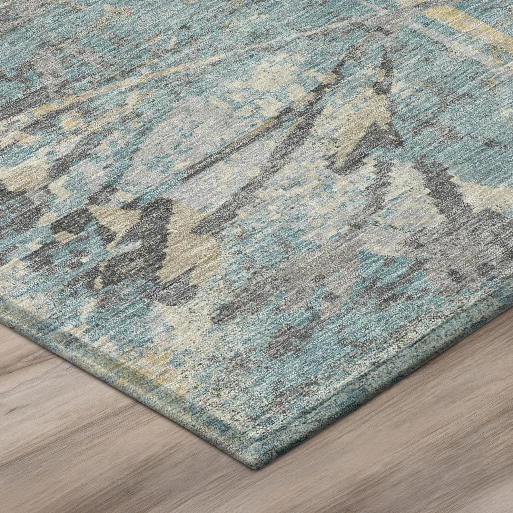 8' Teal Blue And Silver Round Floral Washable Indoor Outdoor Area Rug Homeroots Outdoor