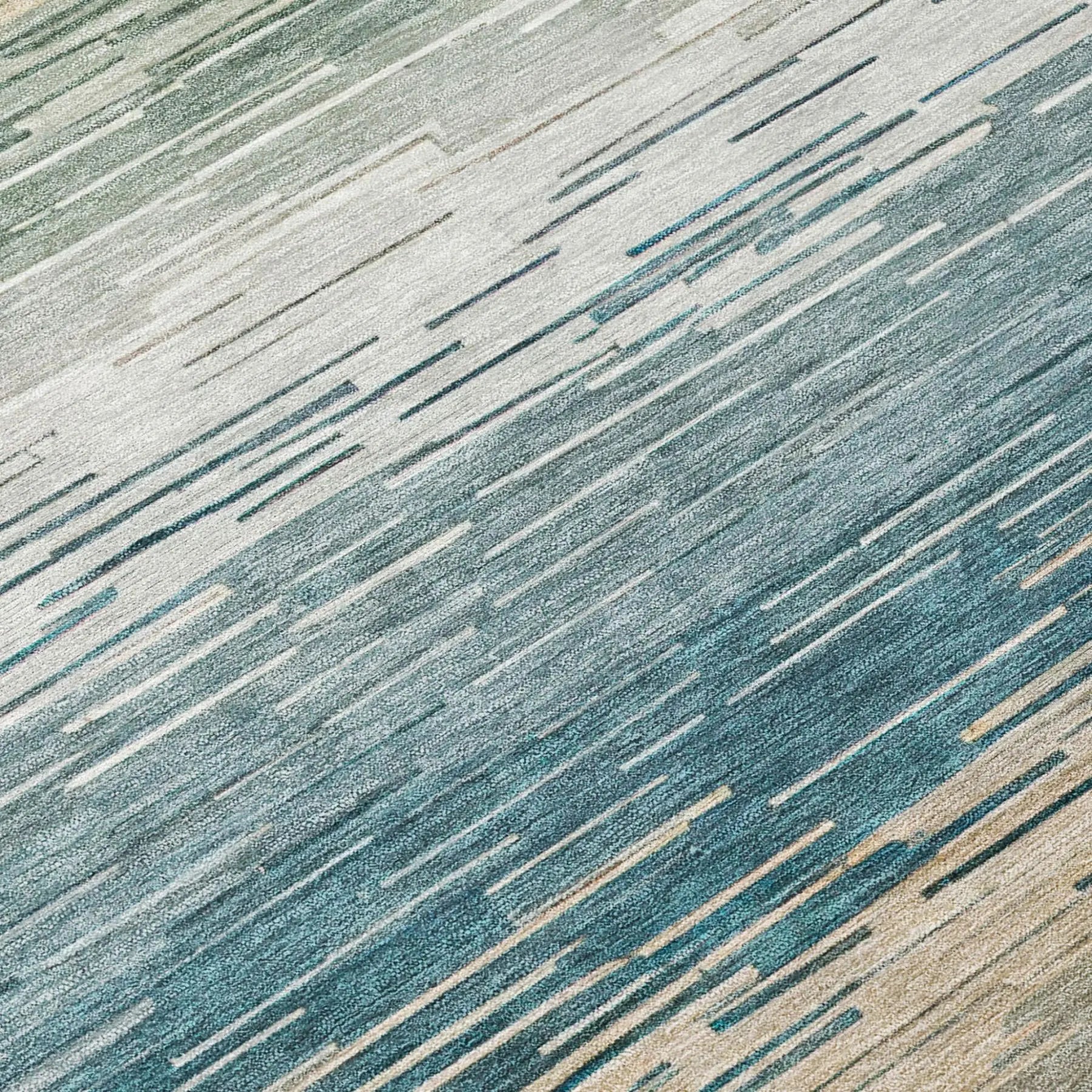 8' Teal Blue And Silver Round Striped Washable Indoor Outdoor Area Rug Homeroots Outdoor