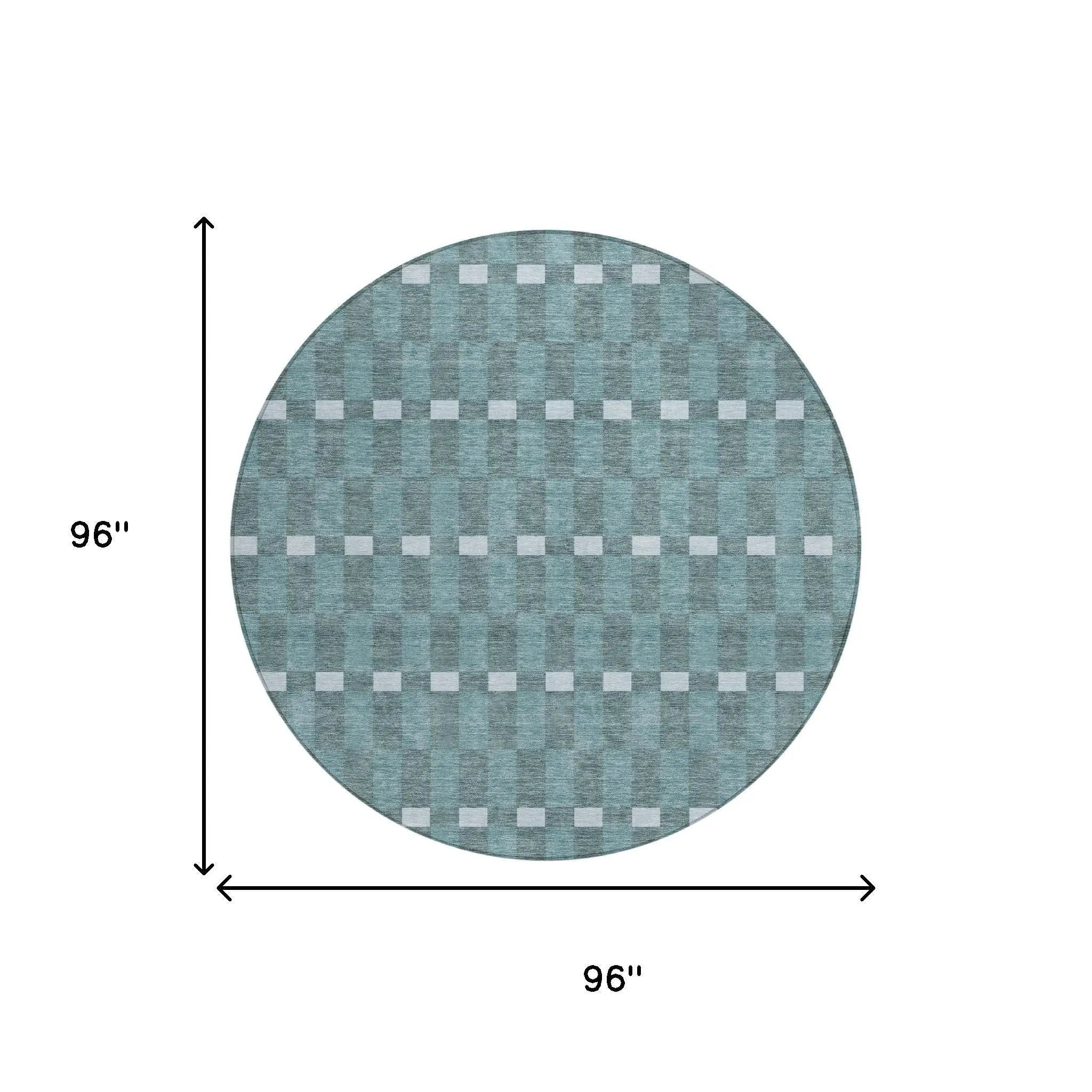 8' Teal Blue And Sky Blue Round Geometric Washable Indoor Outdoor Area Rug Homeroots Outdoor