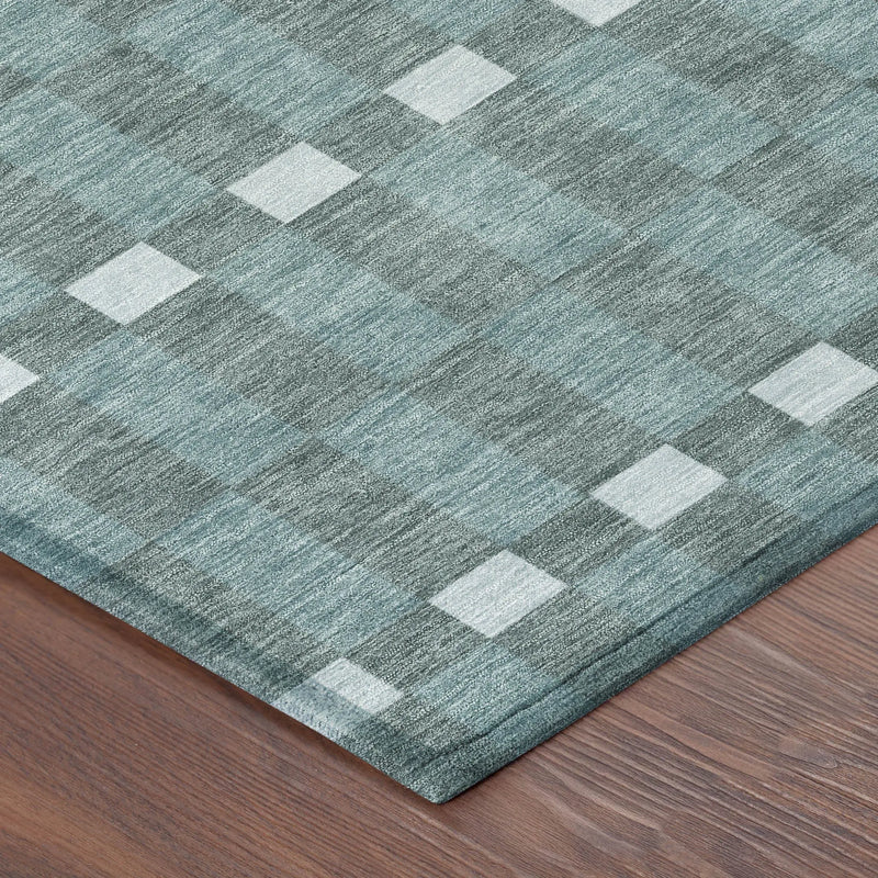 8' Teal Blue And Sky Blue Round Geometric Washable Indoor Outdoor Area Rug Homeroots Outdoor