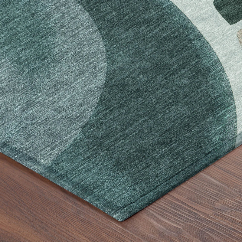 8' Teal Blue And Turquoise Round Abstract Washable Indoor Outdoor Area Rug Homeroots Outdoor