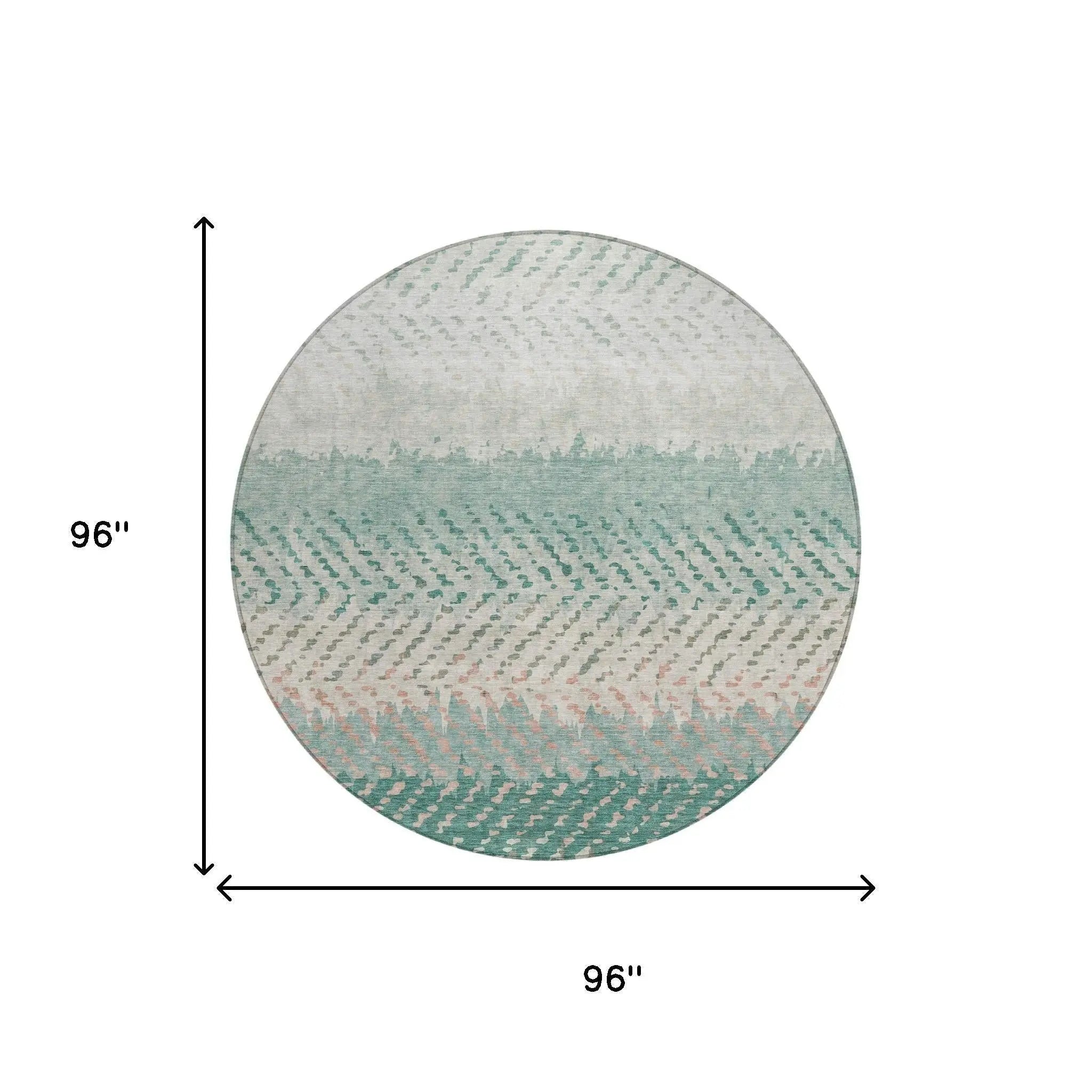 8' Turquoise And Teal Blue Round Striped Washable Indoor Outdoor Area Rug Homeroots Outdoor