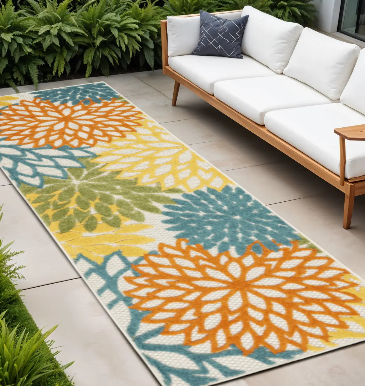 8' Turquoise Indoor Outdoor Runner Rug Homeroots Outdoor