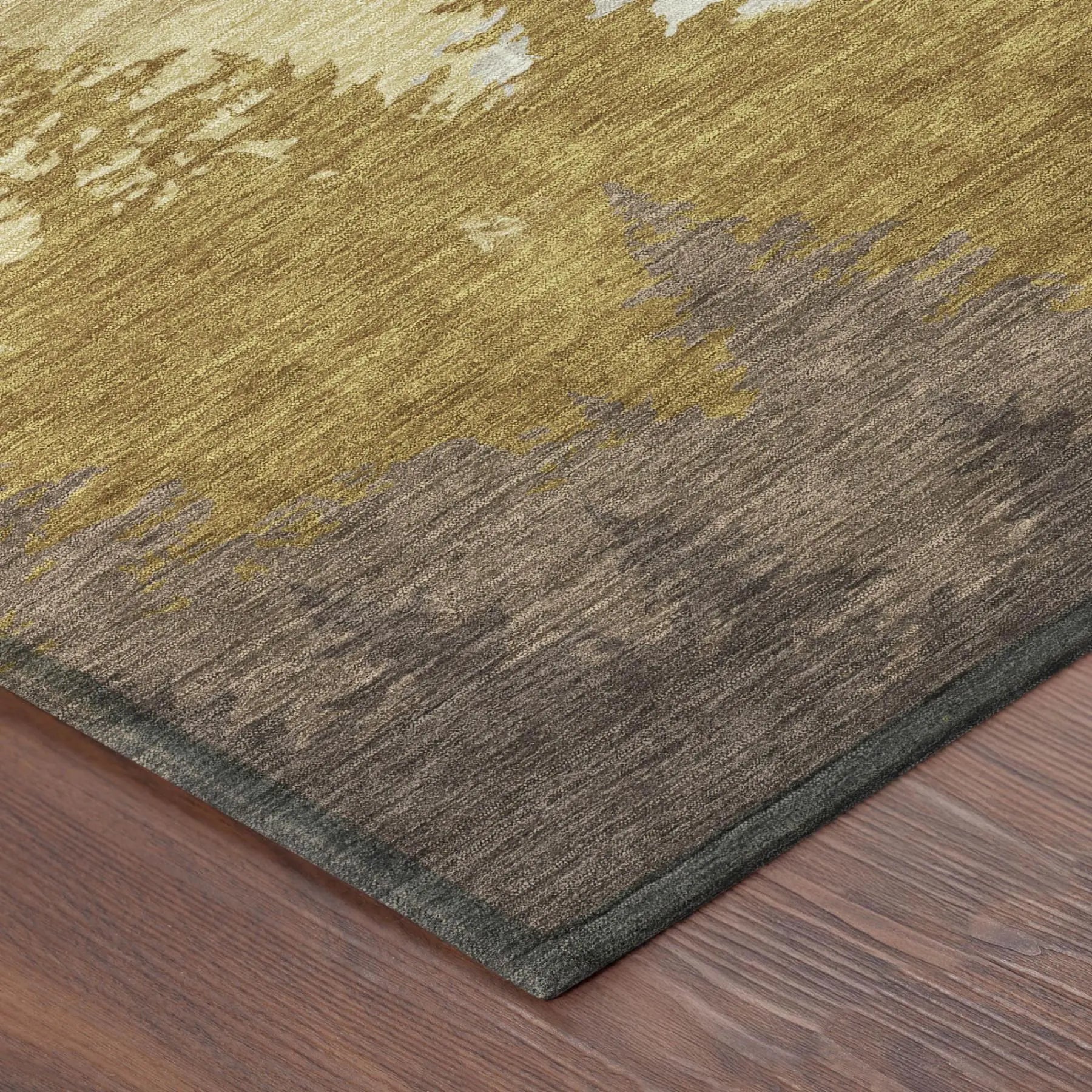 8' Walnut And Gold Round Floral Washable Indoor Outdoor Area Rug Homeroots Outdoor