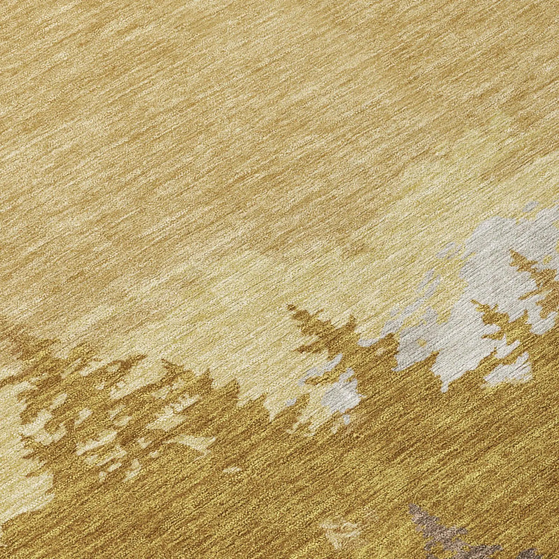 8' Walnut And Gold Round Floral Washable Indoor Outdoor Area Rug Homeroots Outdoor