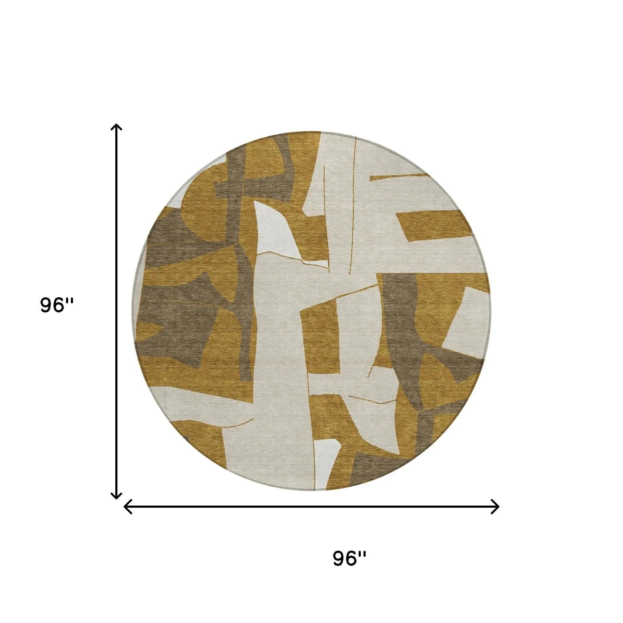 8' Walnut And Ivory Round Geometric Washable Indoor Outdoor Area Rug Homeroots Outdoor