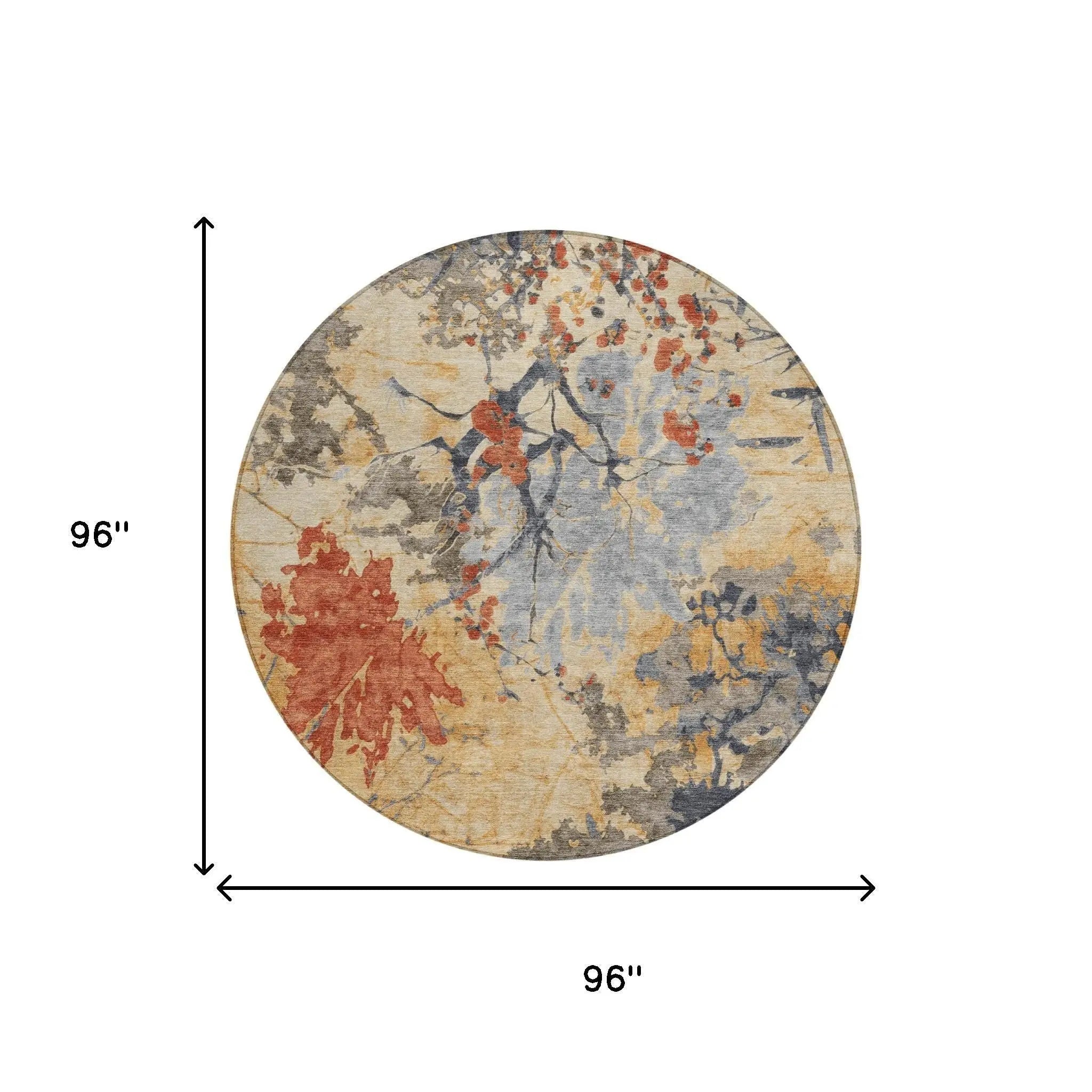 8' Wheat And Beige Round Abstract Washable Indoor Outdoor Area Rug Homeroots Outdoor