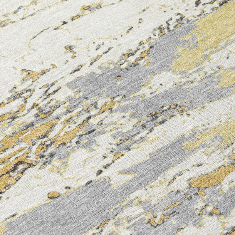 8' Wheat And Gold Round Abstract Washable Indoor Outdoor Area Rug Homeroots Outdoor