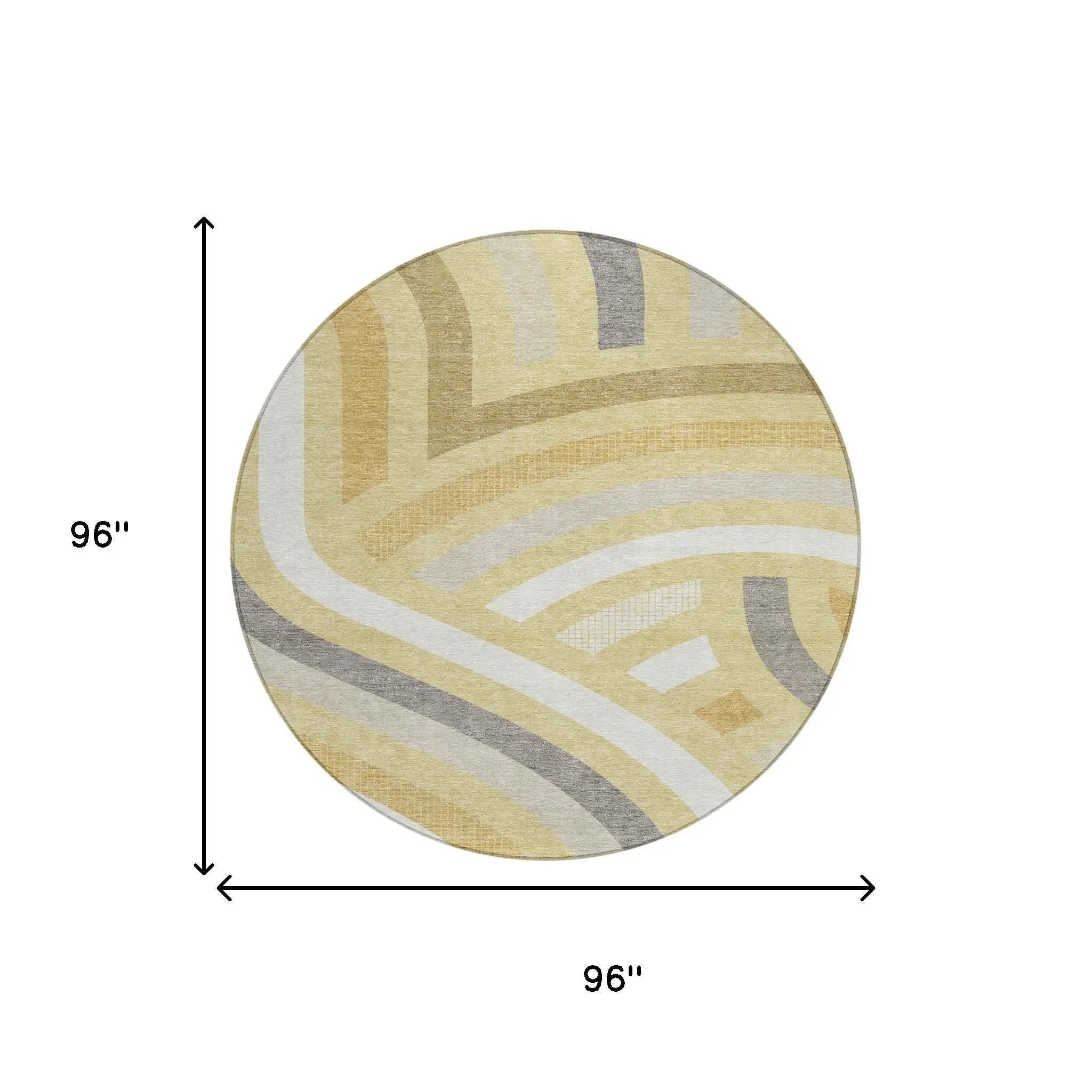 8' Wheat And Gold Round Abstract Washable Indoor Outdoor Area Rug Homeroots Outdoor