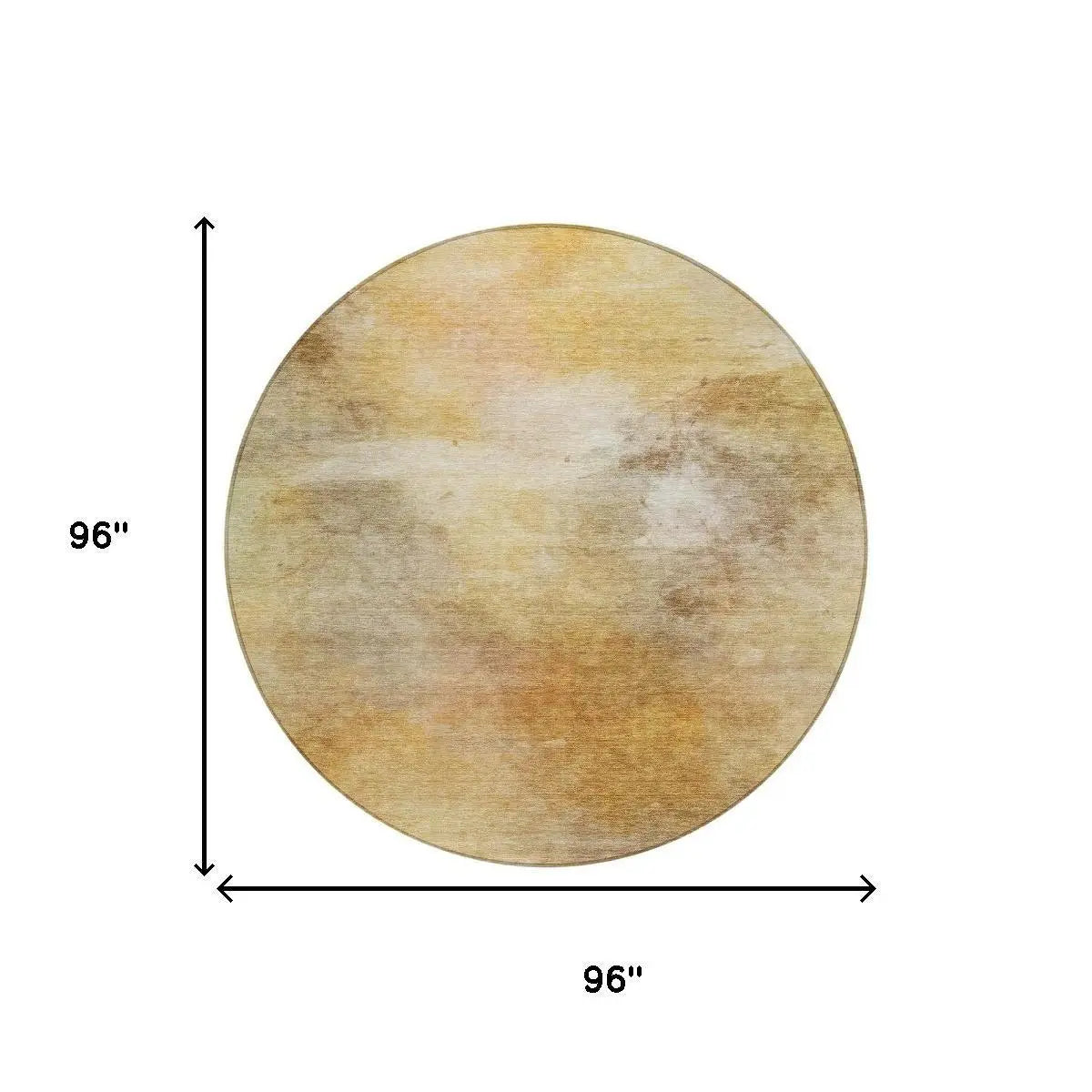 8' Wheat And Gold Round Abstract Washable Indoor Outdoor Area Rug Homeroots Outdoor