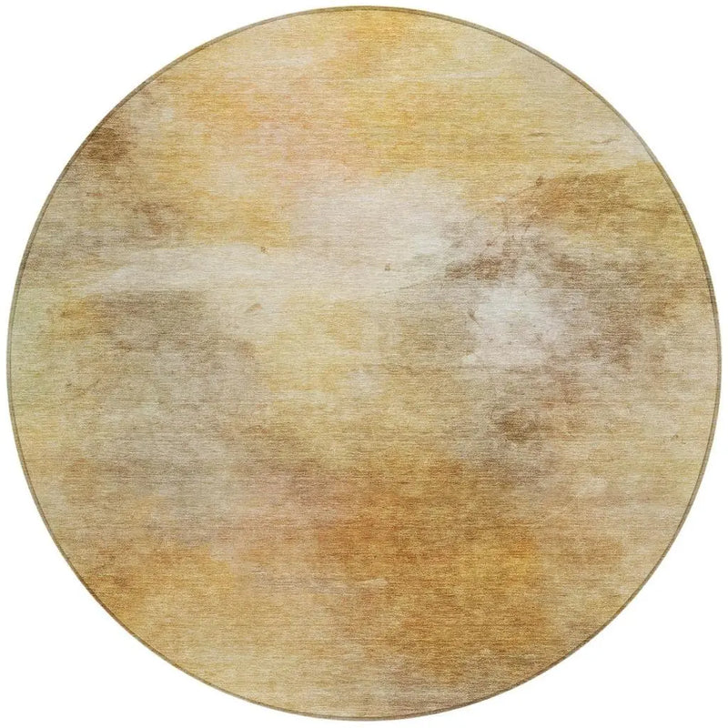 8' Wheat And Gold Round Abstract Washable Indoor Outdoor Area Rug Homeroots Outdoor